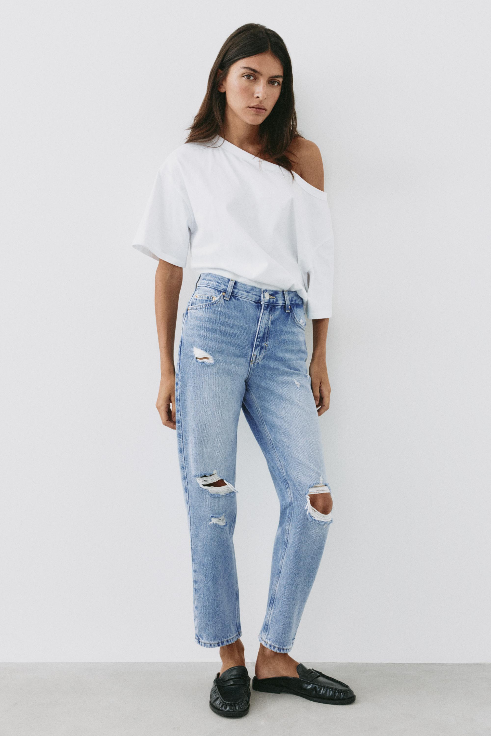 Ripped mom fit jeans — Indigo