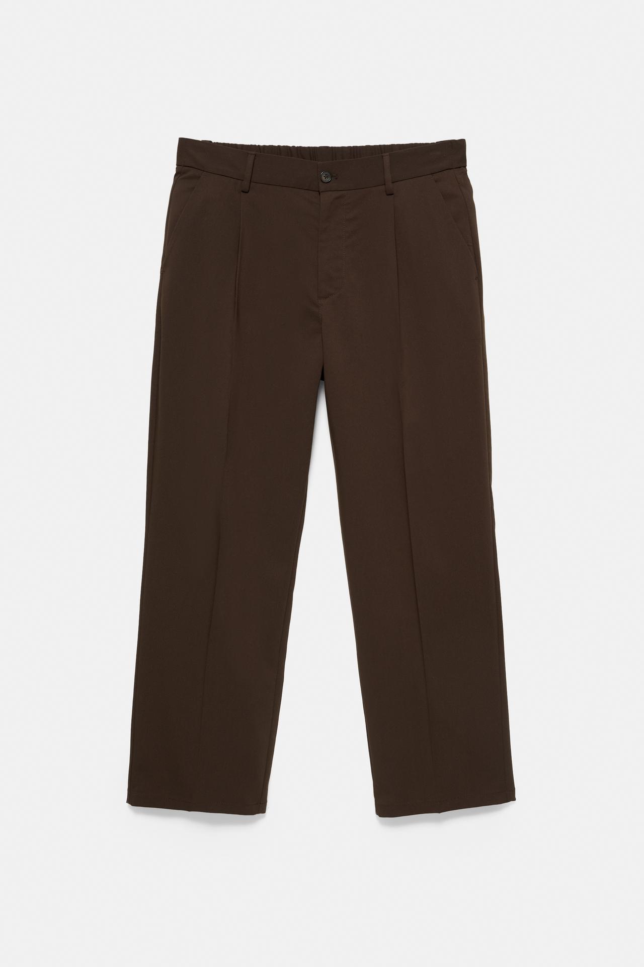 Wide-leg tailored trousers — Chocolate