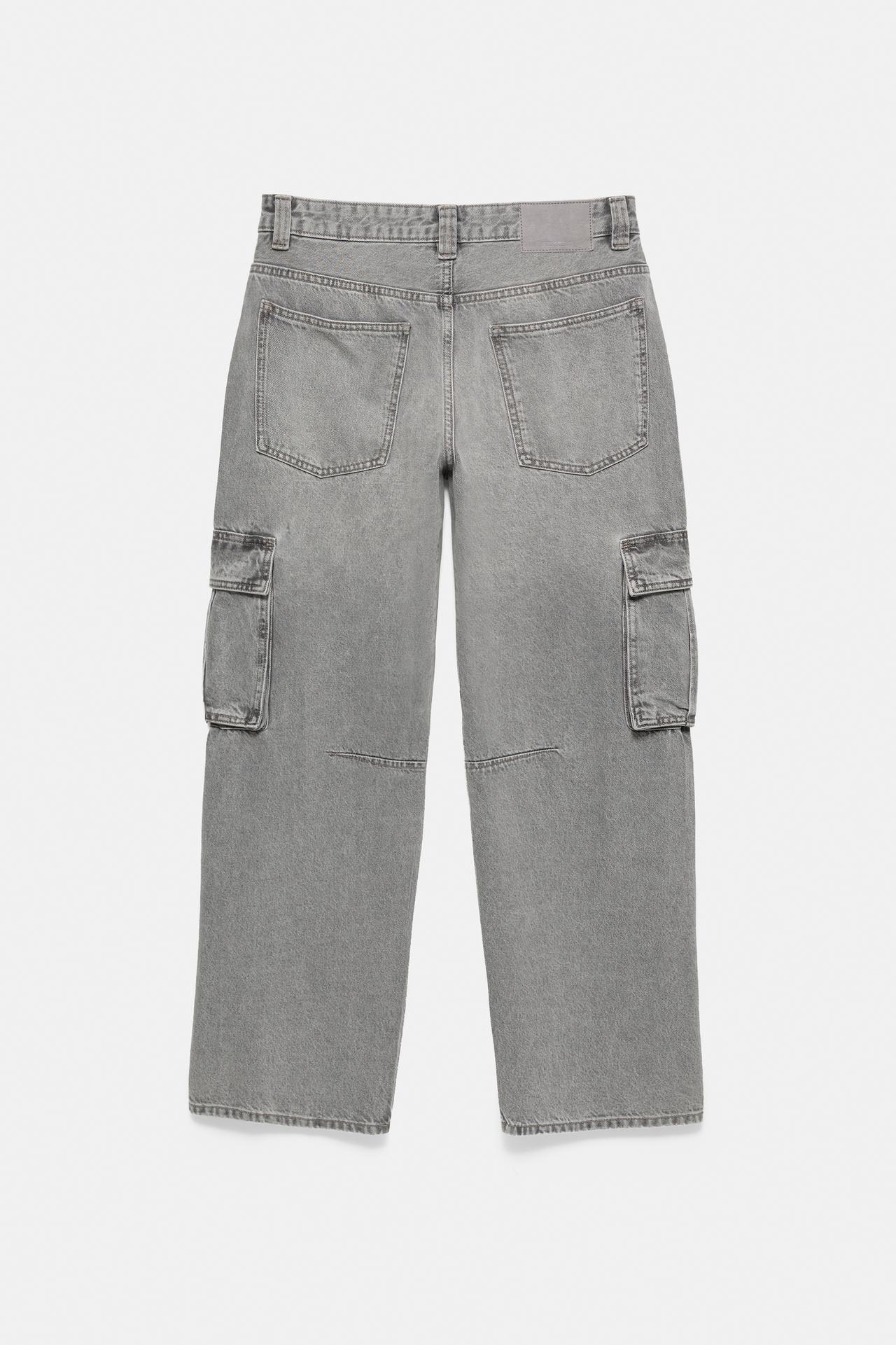 Relaxed cargo jeans — Pale grey