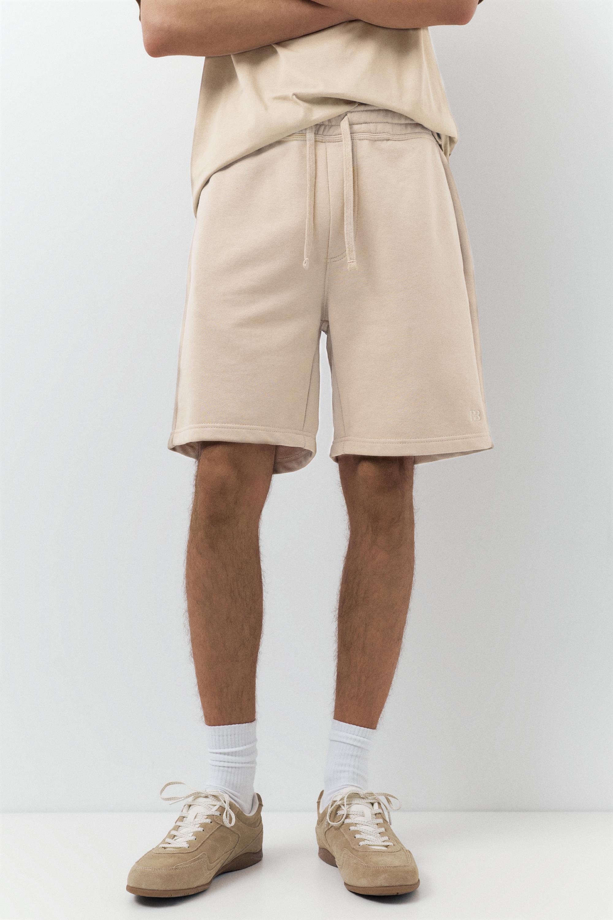 Pack of Bermuda jogger shorts and T-shirt — Sand