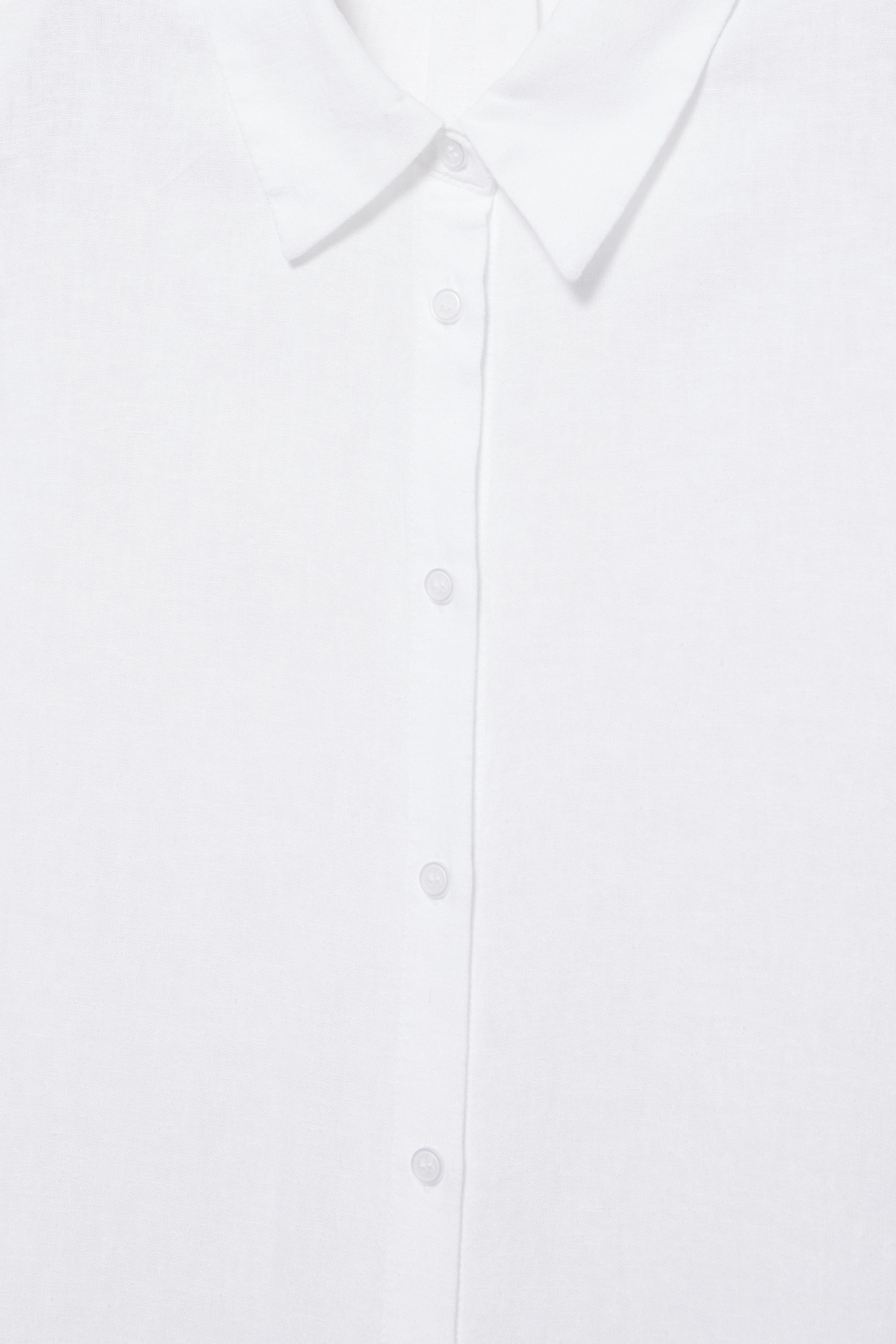 Short sleeve linen blend shirt — White