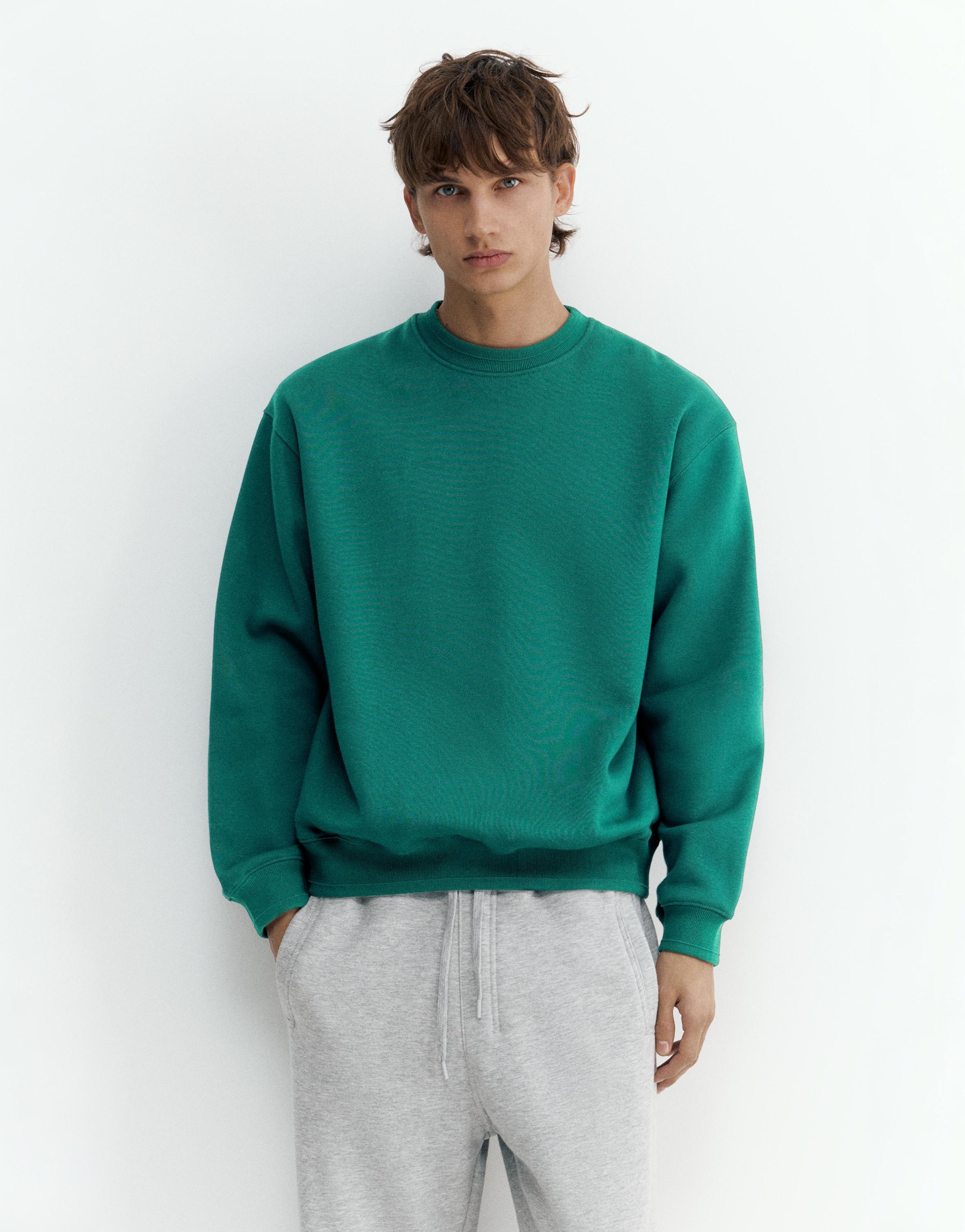 Relaxed fit round neck sweatshirt — Bottle