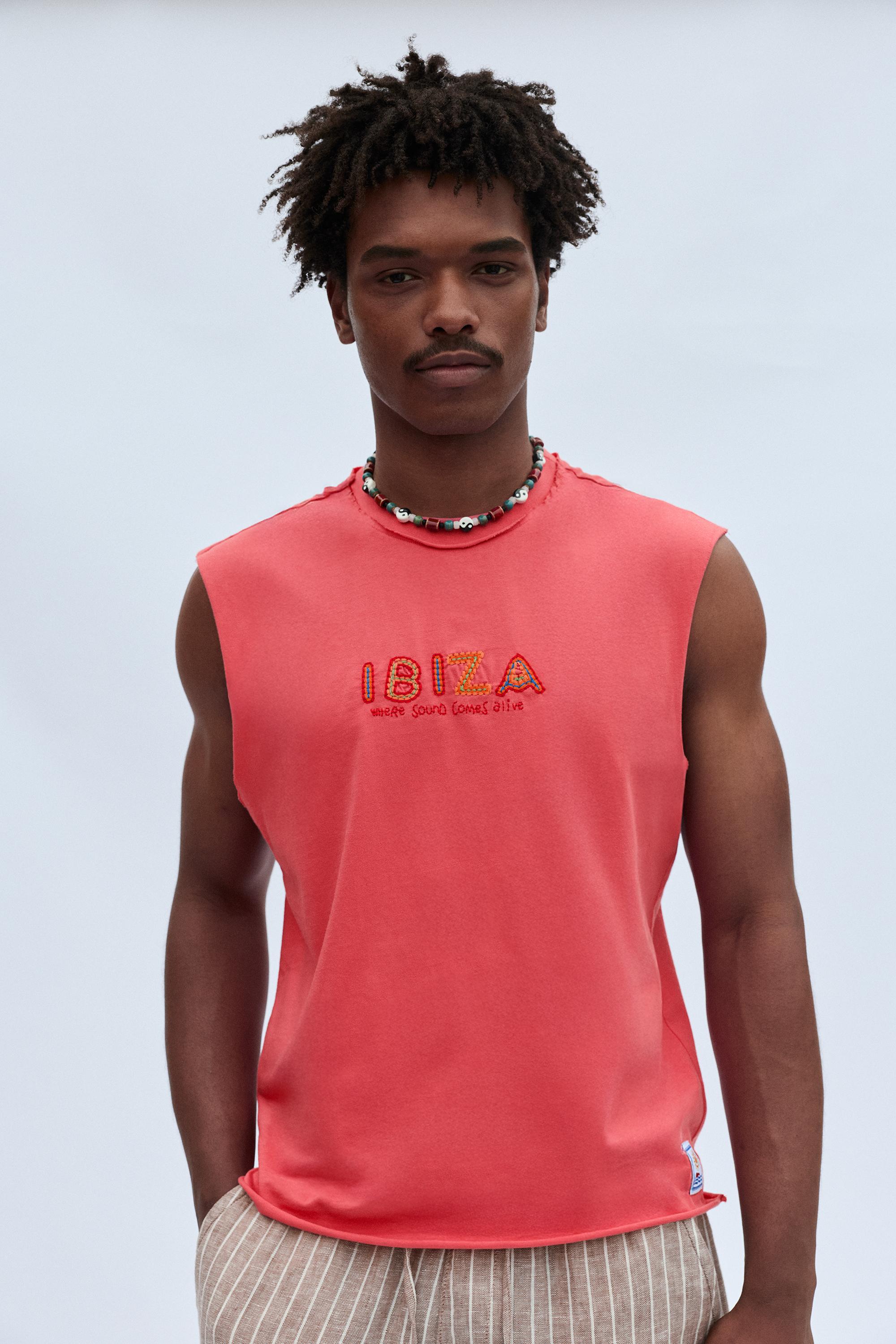 Boxy Ibiza vest top — Salmon pink