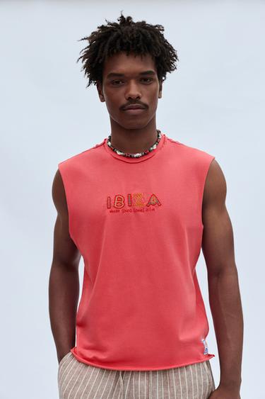 Boxy Ibiza vest top — Salmon pink 2