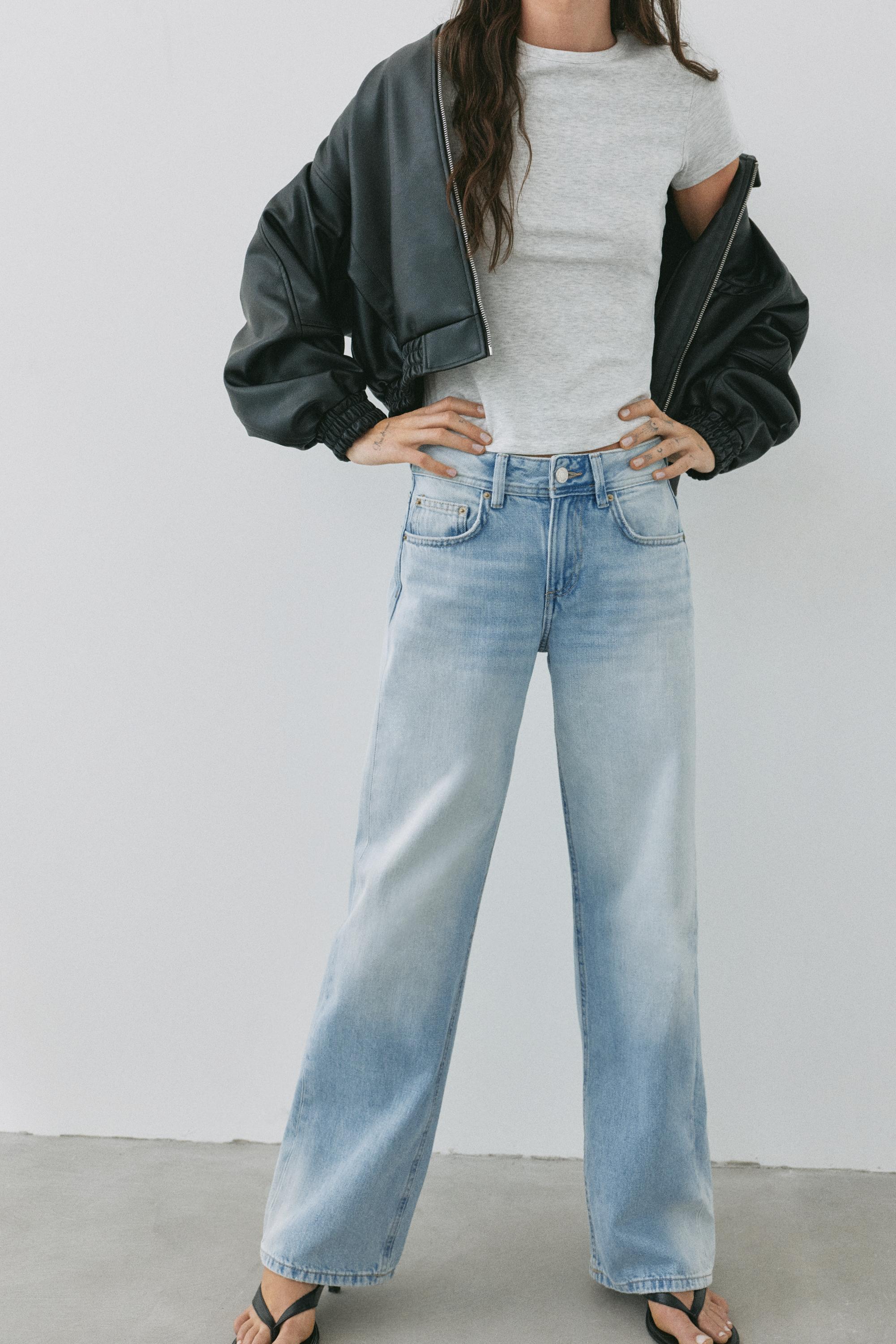 Low-rise straight-leg jeans — Sky blue