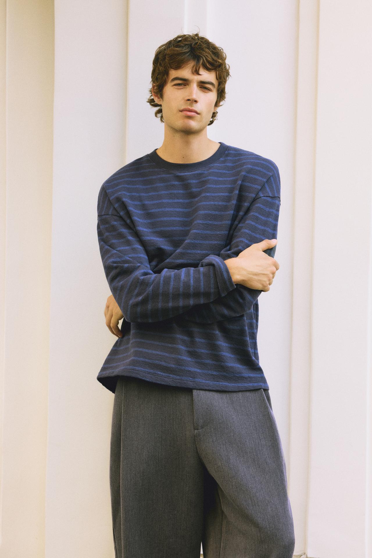 Long sleeve striped T-shirt — Navy