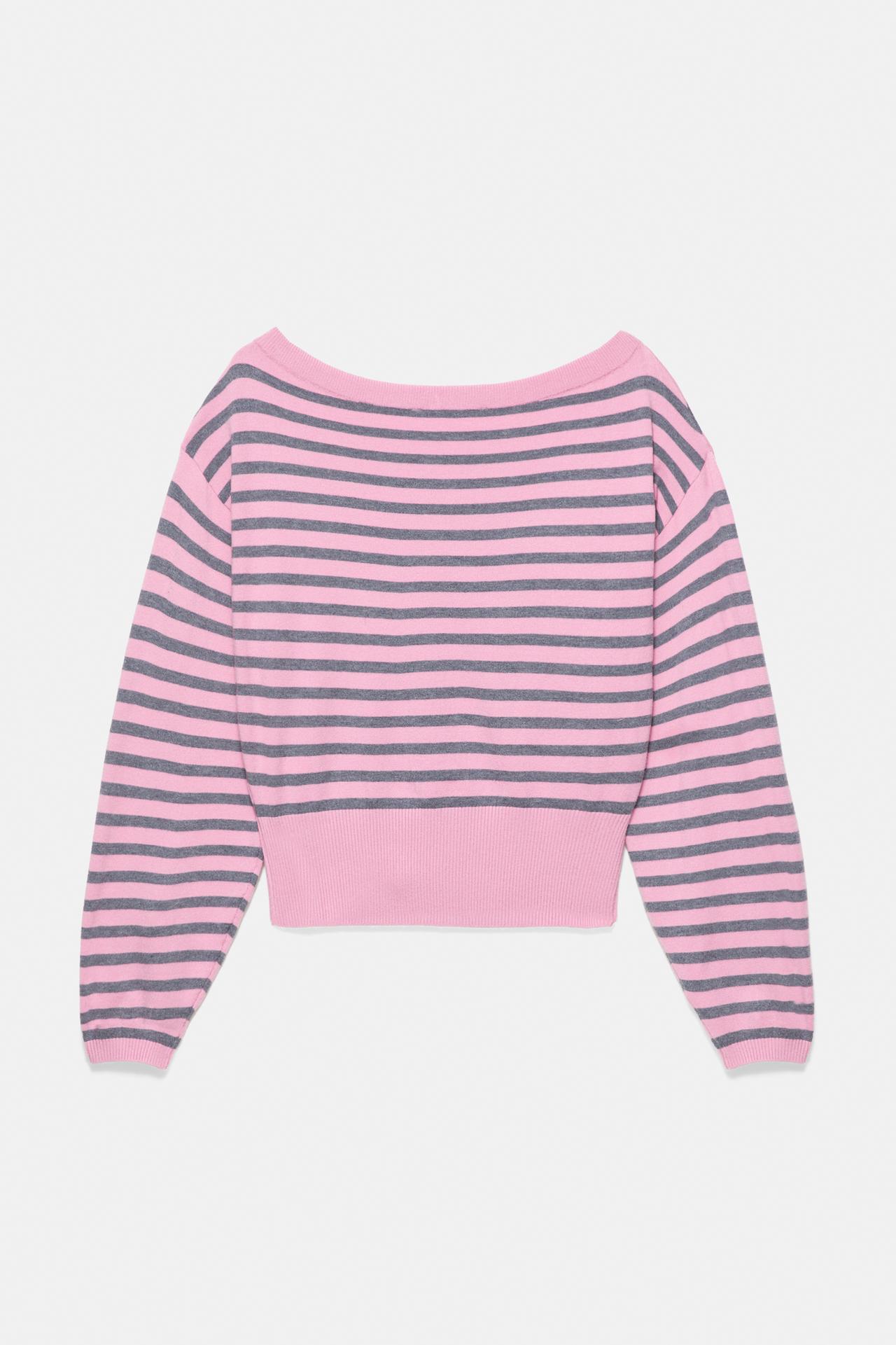 Asymmetric neck jumper — Pink