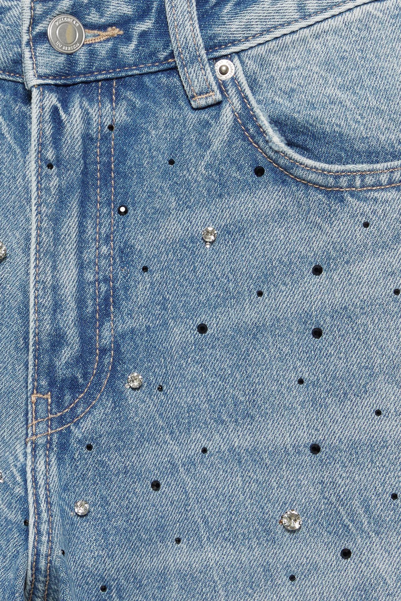 Baggy jeans with rhinestones — Medium blue