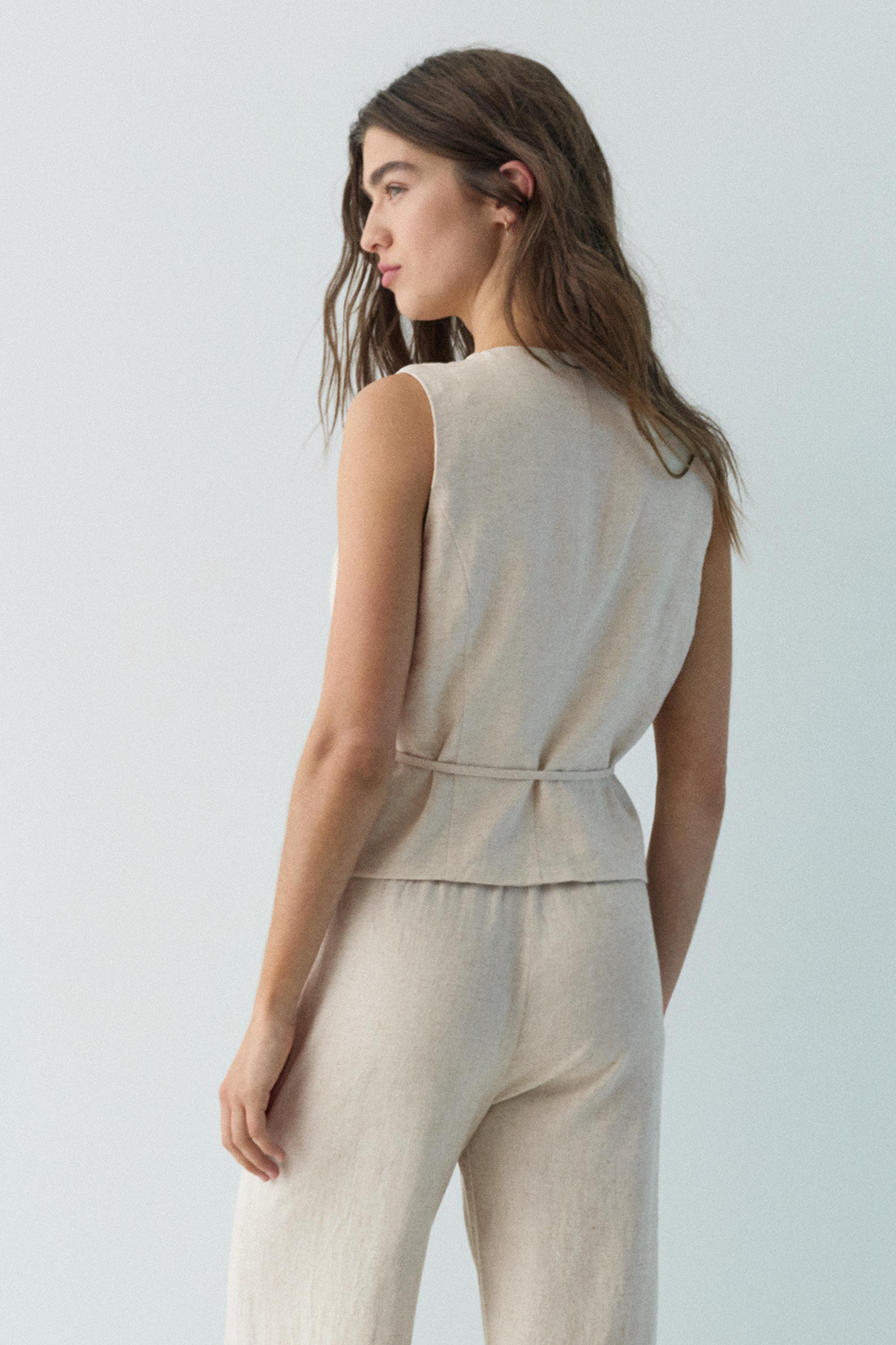 Rustik keten yelek - Görsel 24