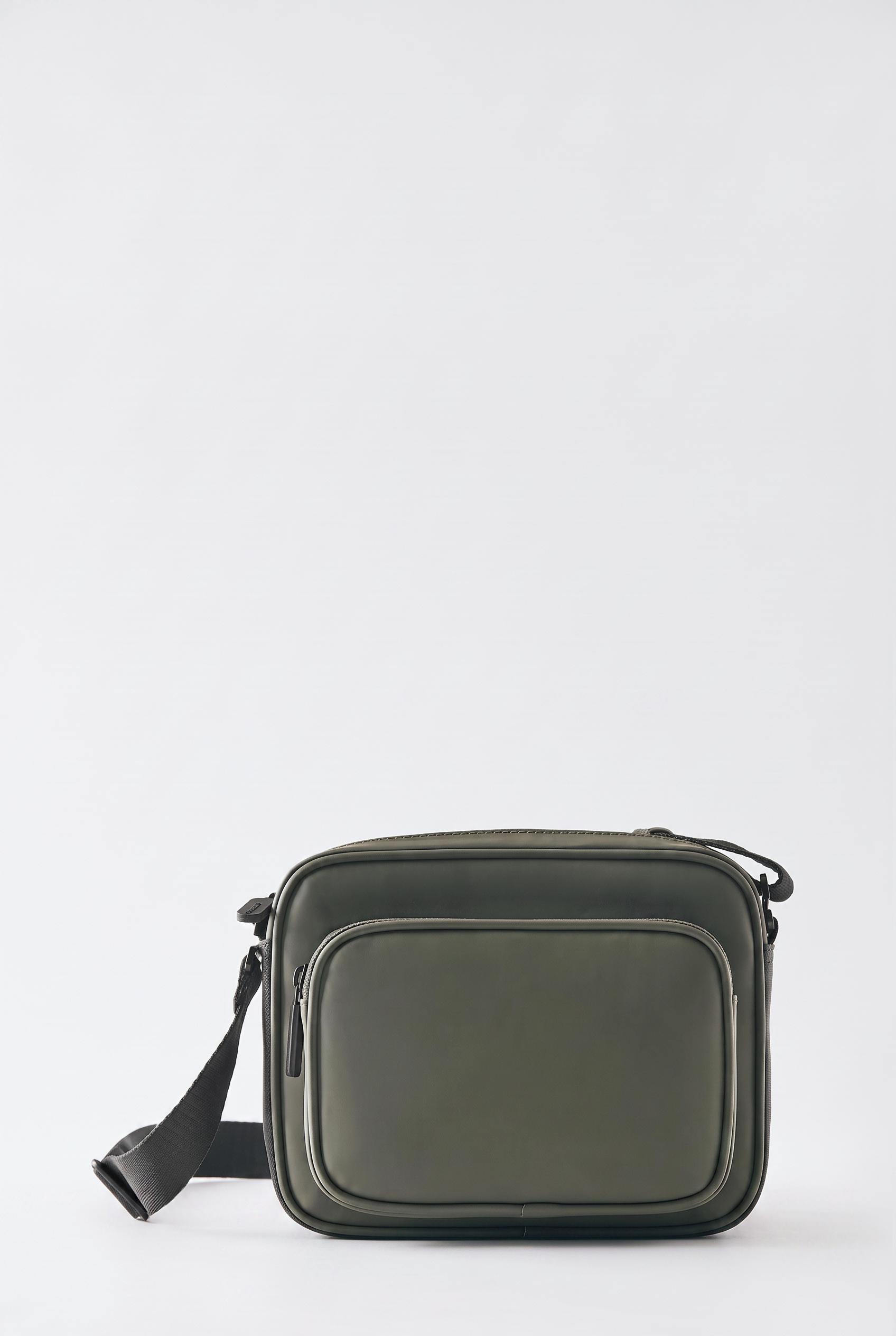 Rubberised crossbody bag — Green