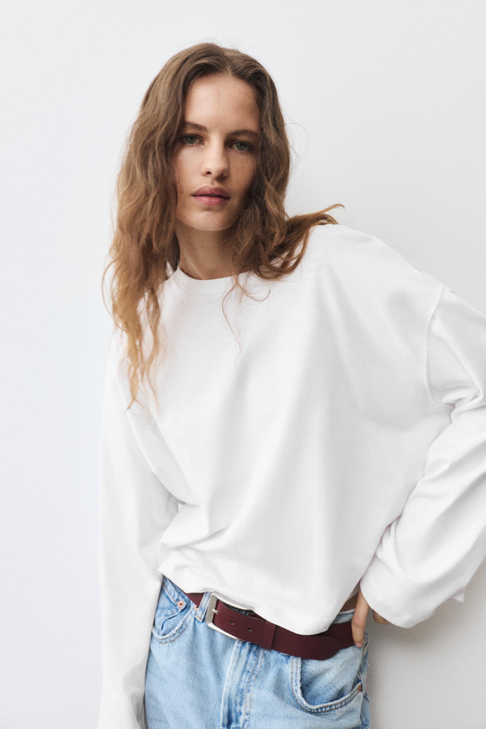 Boxy-fit long sleeve T-shirt — White