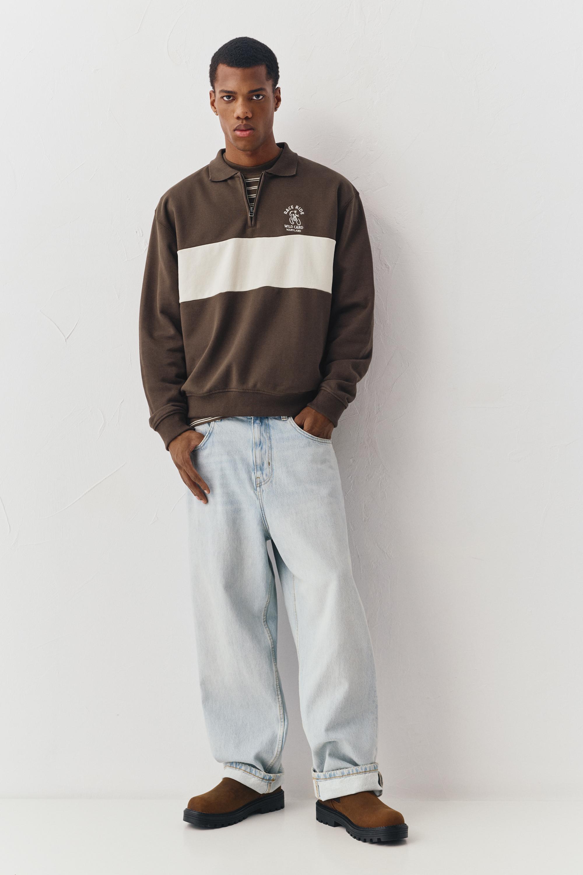 Kahverengi fermuar yakalı sweatshirt - Görsel 20