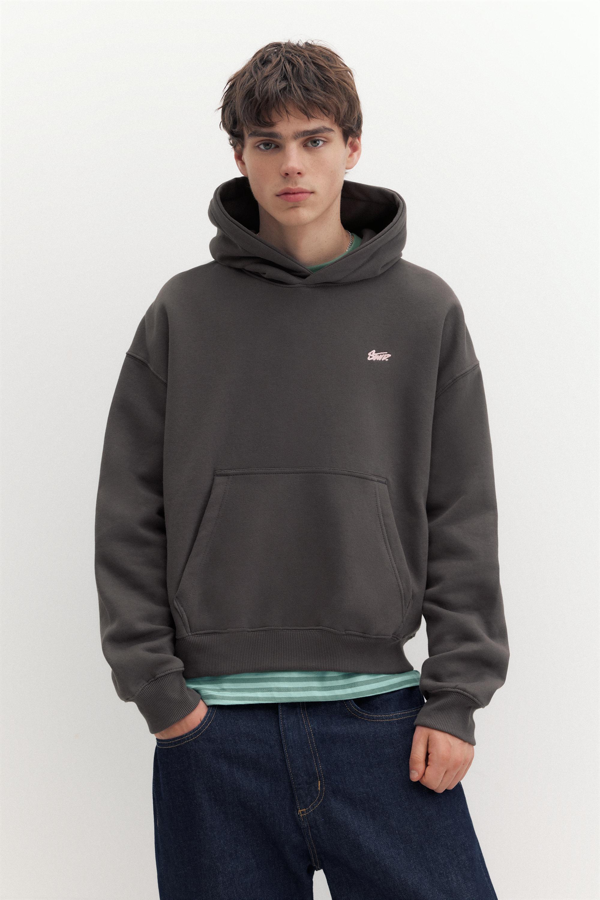 STWD logo boxy hoodie — Anthracite grey