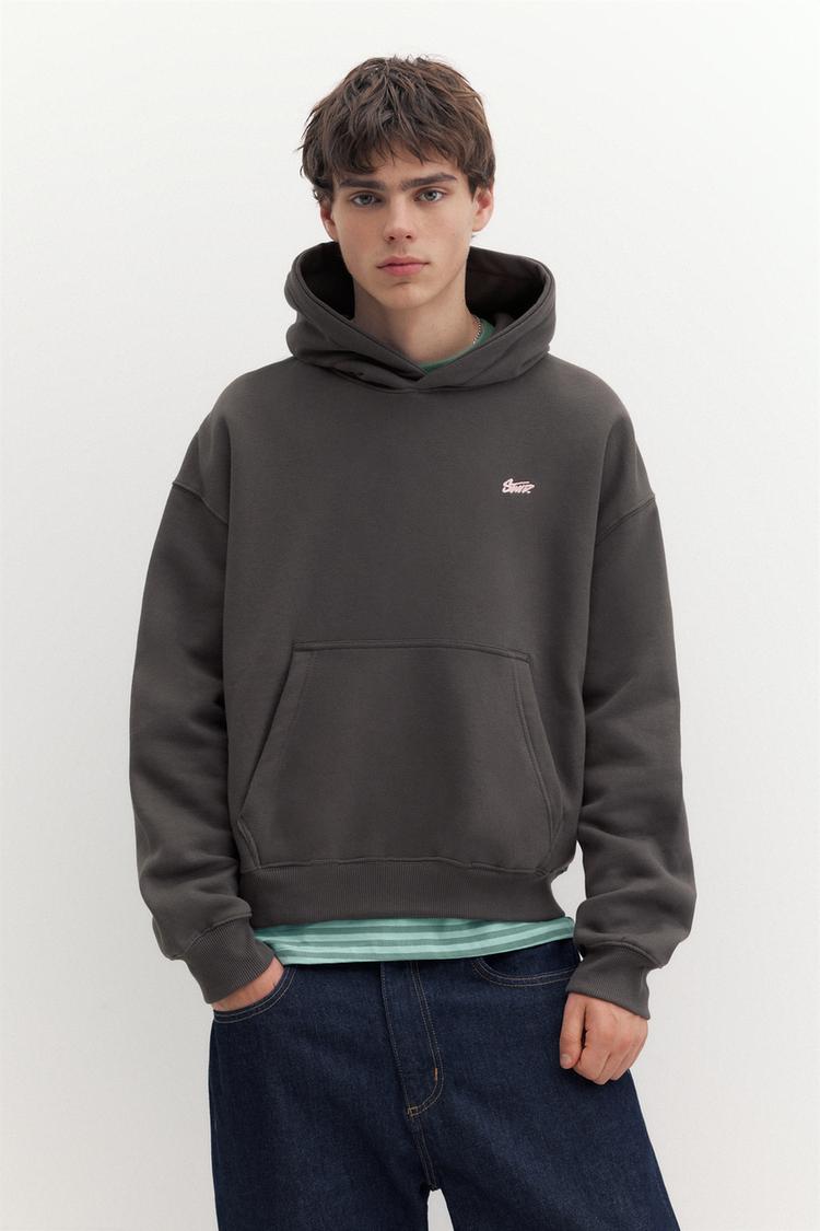 STWD logo boxy hoodie — Anthracite grey