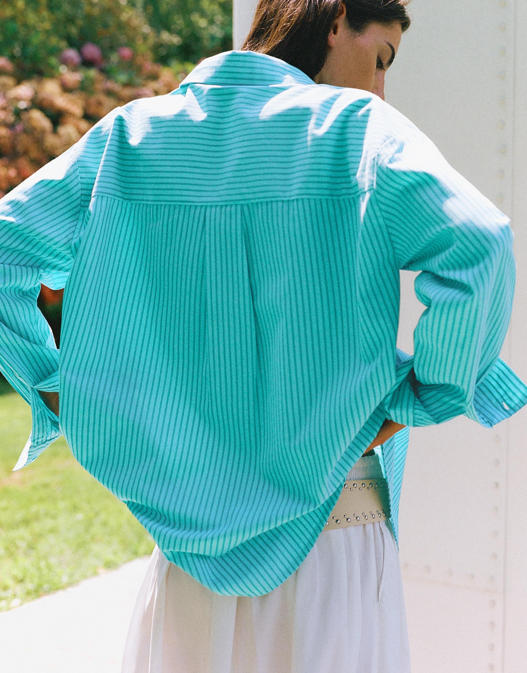 Oversize striped shirt — Turquoise