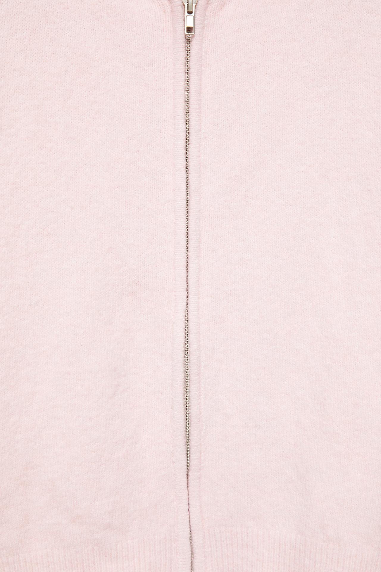 Zip-up hooded cardigan — Pink