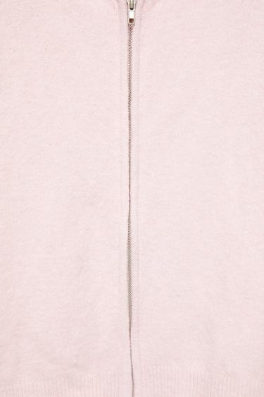 Zip-up hooded cardigan — Pink 6