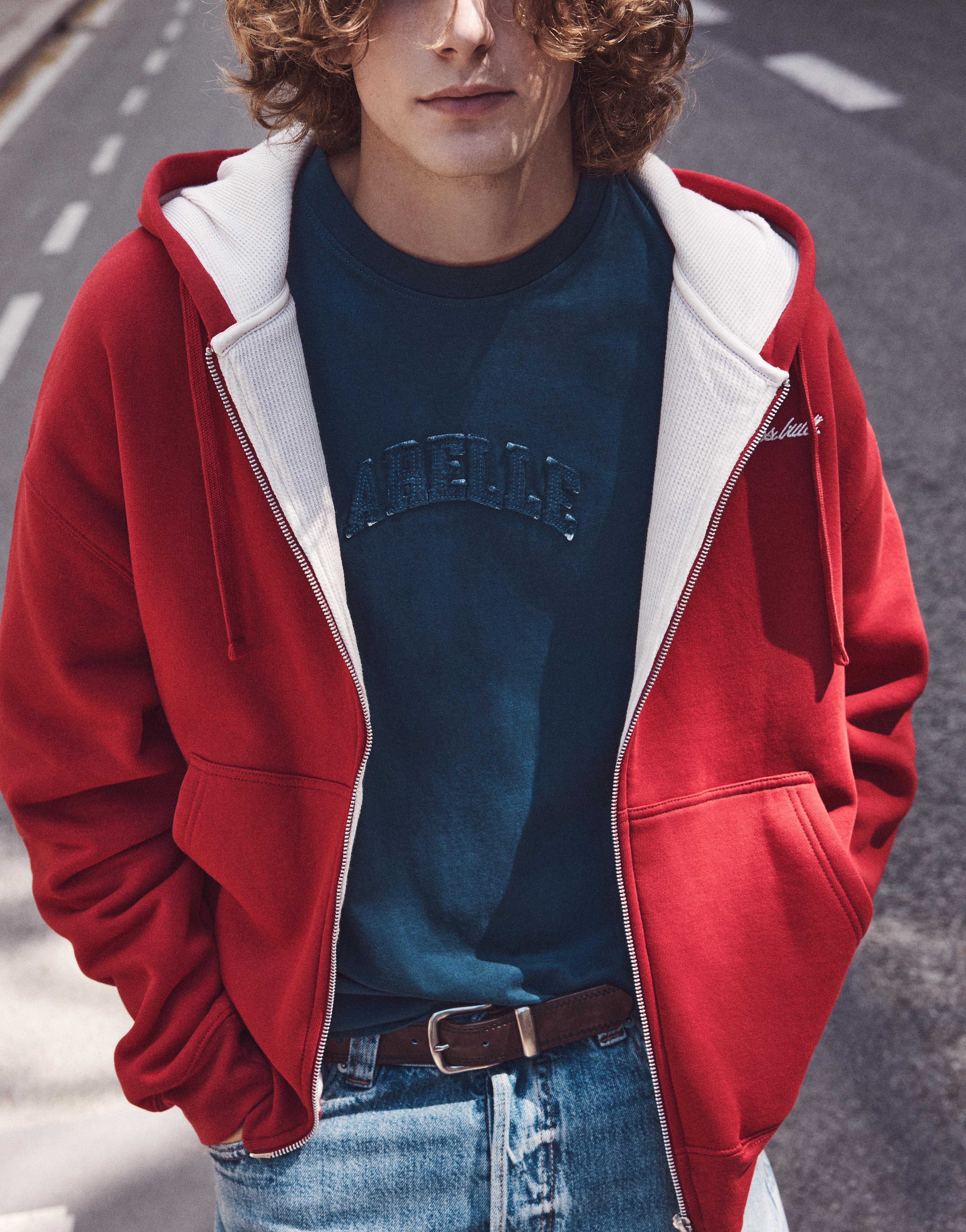 Graphic zip-up hoodie — Red