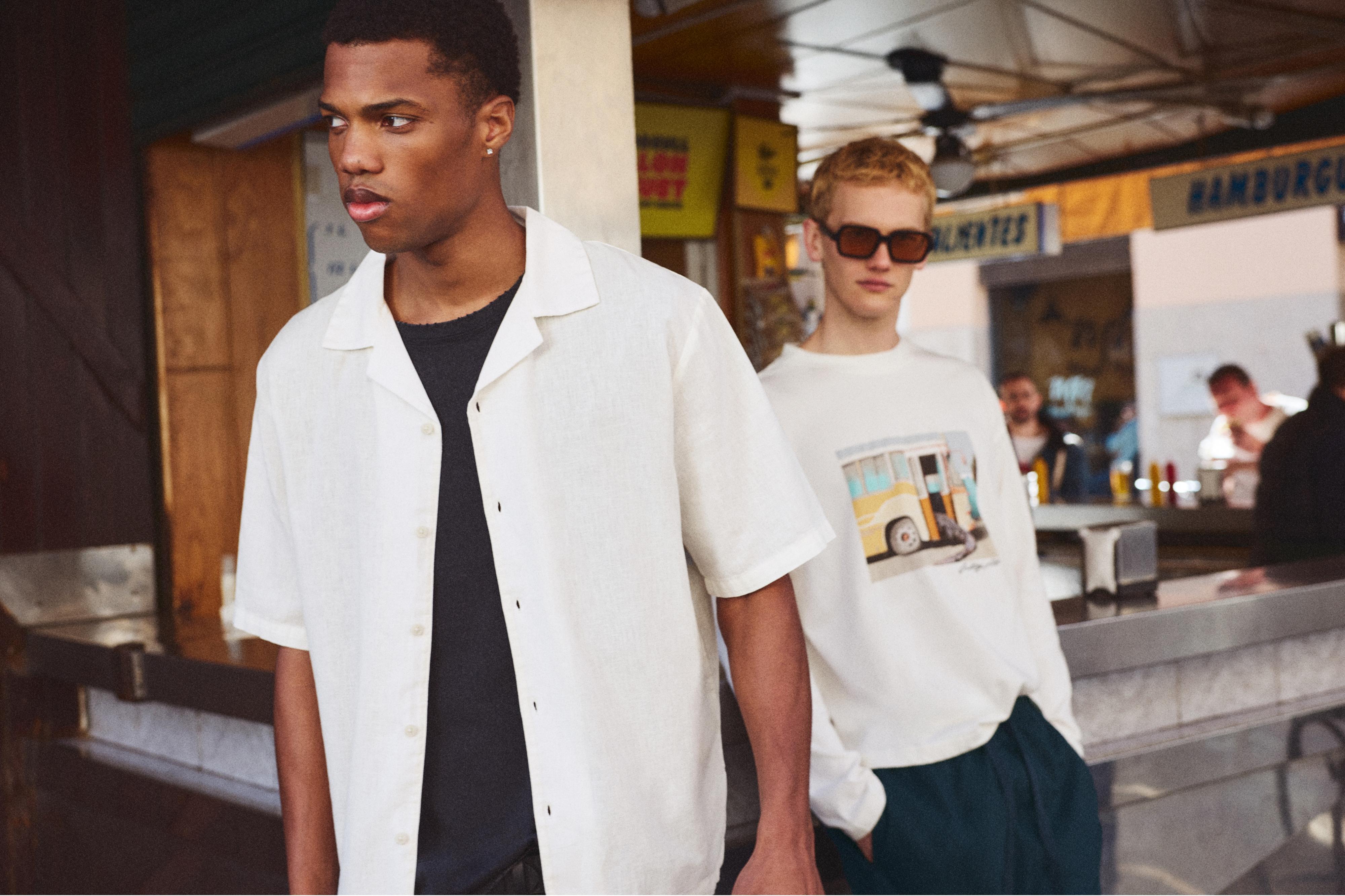 Short sleeve linen blend shirt — Off white