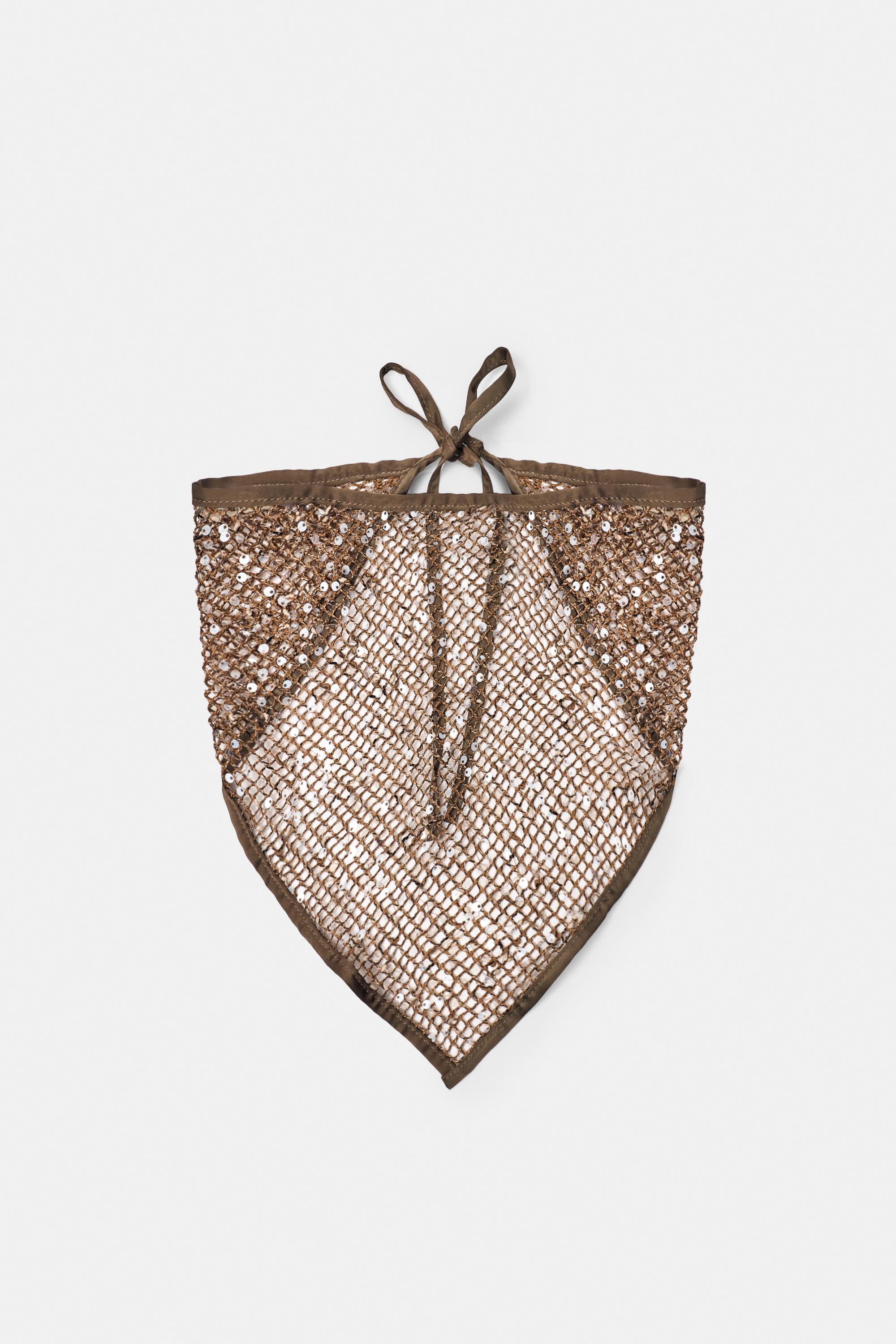 Sequin mesh bandana — Brown