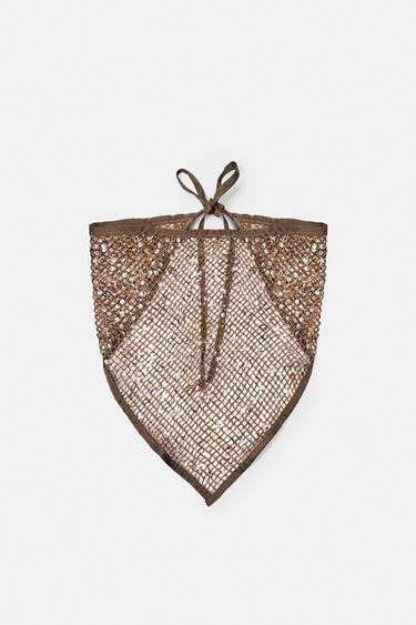 Sequin mesh bandana — Brown 1