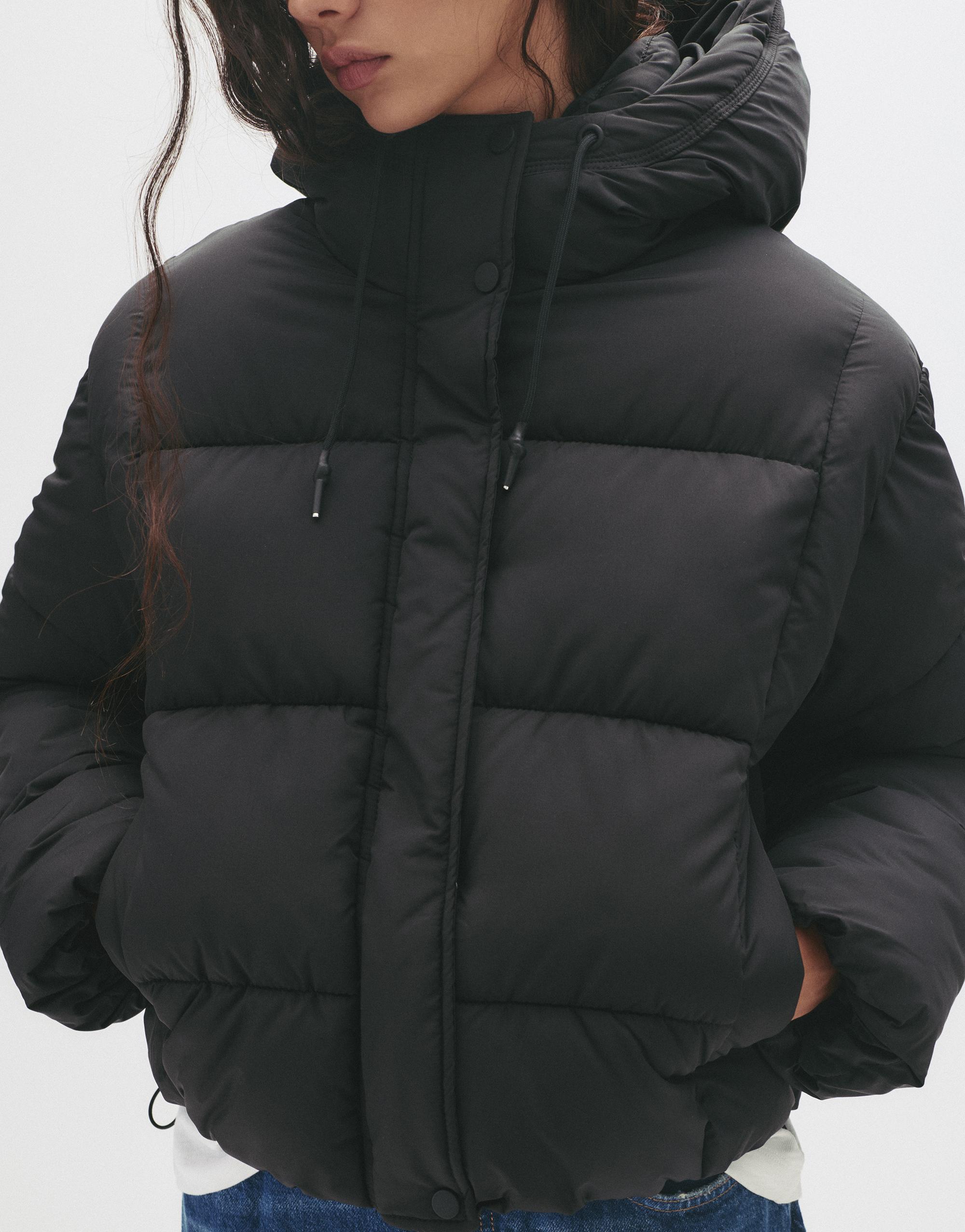Hooded Padded Jacket — Black