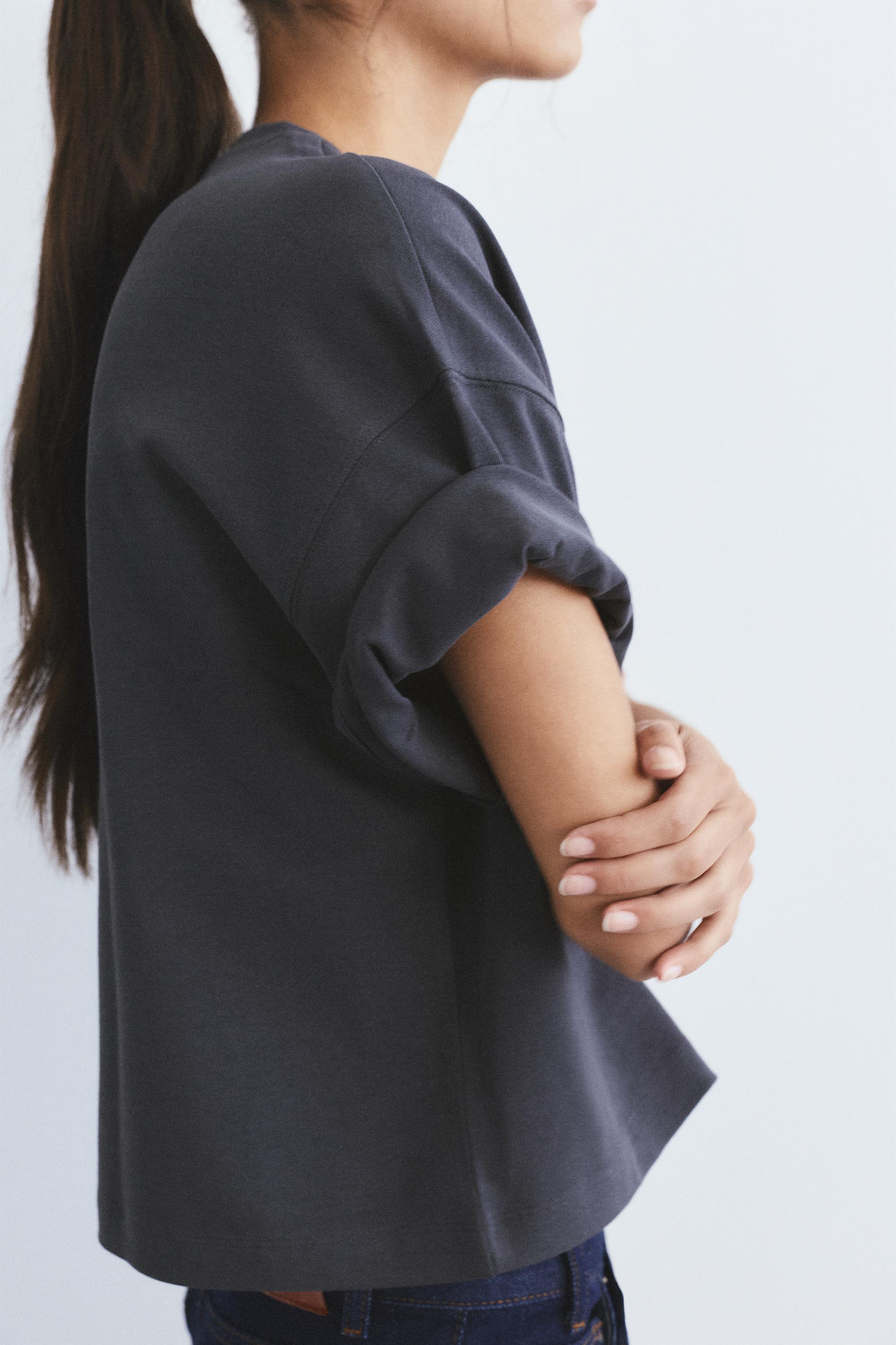 Kısa kollu kutu kesim t-shirt - Görsel 9