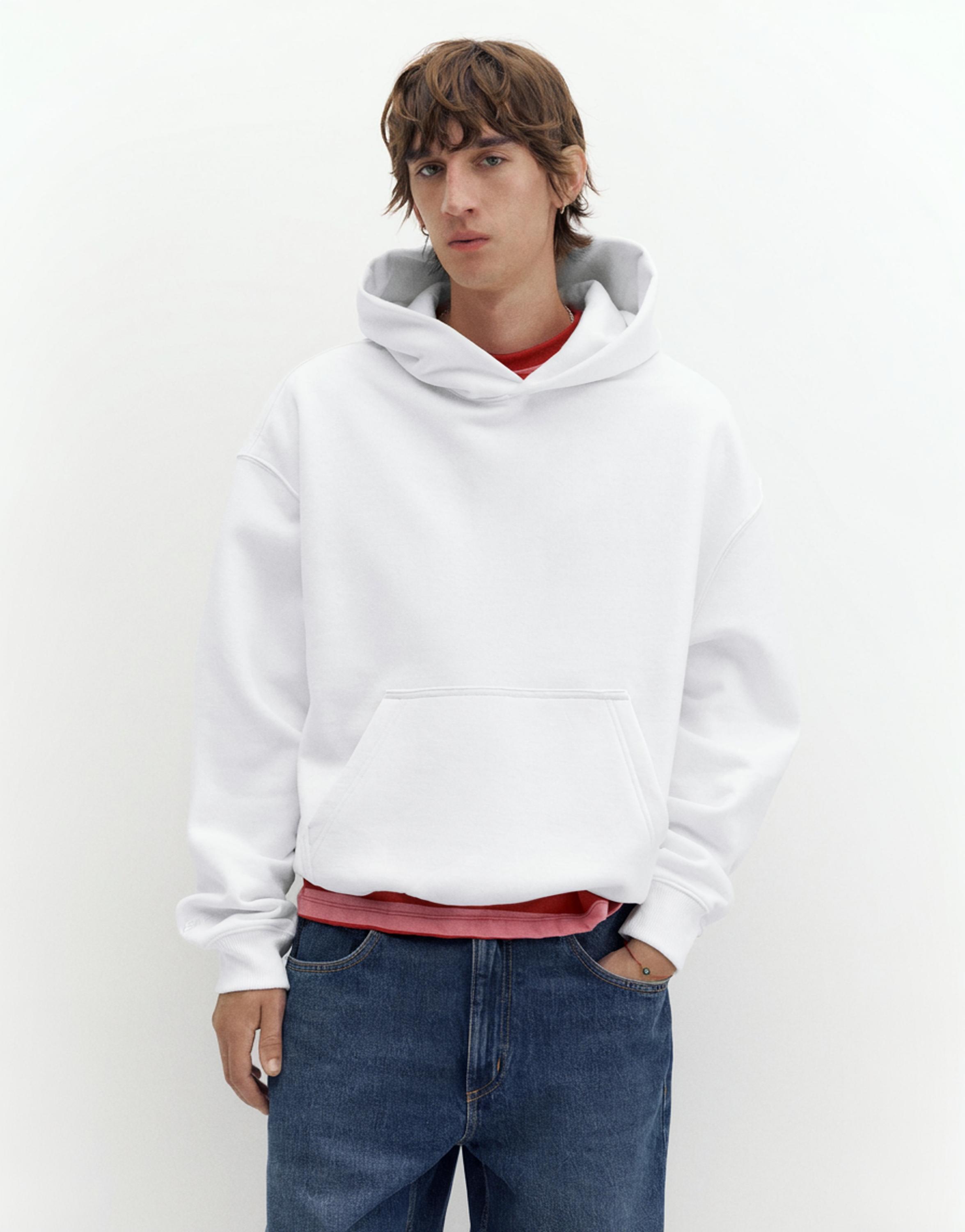STWD boxy-fit logo hoodie — Off white (alternate view)