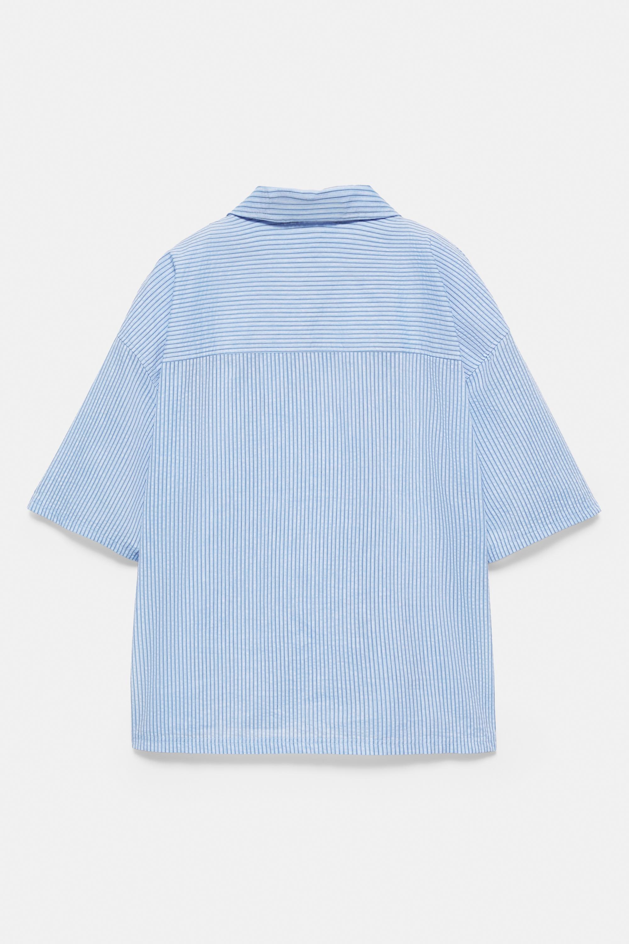 Striped short sleeve shirt — Blue