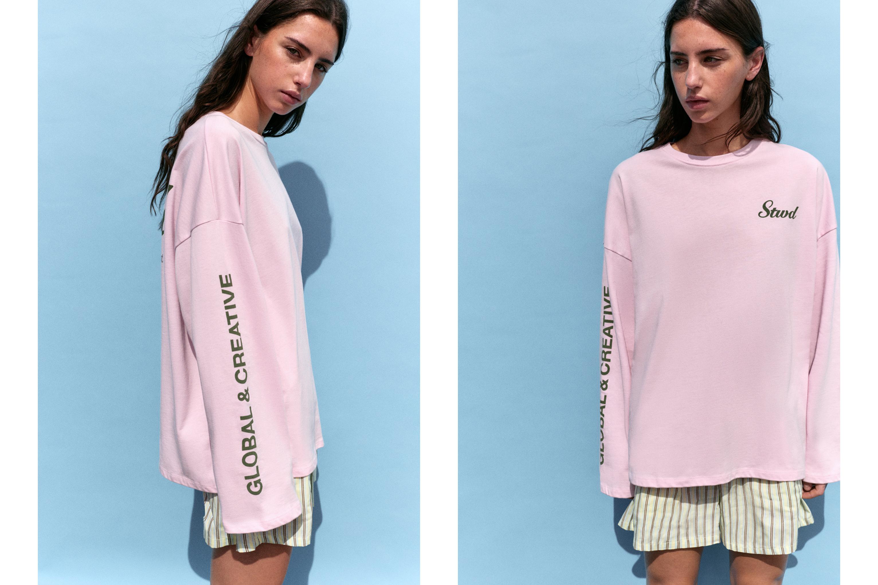 Long sleeve STWD T-shirt — Pink/White