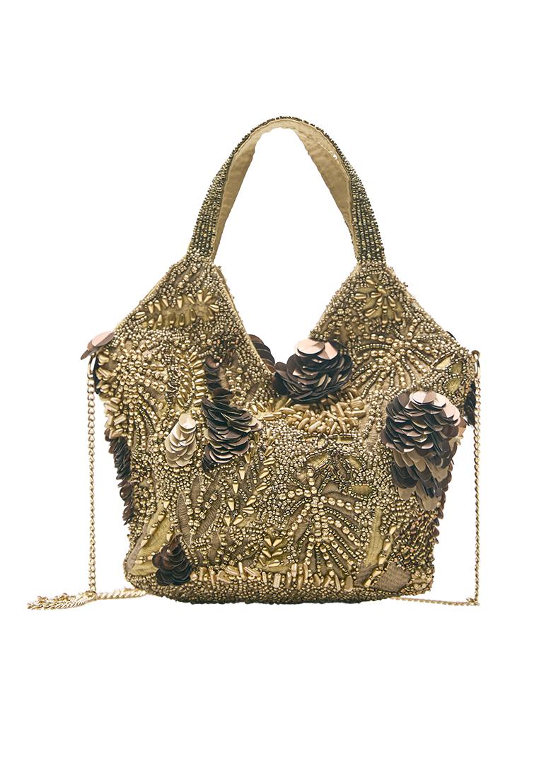 Beaded handbag — Gold