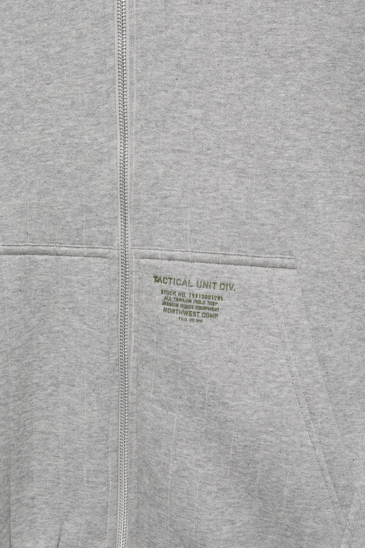 Boxy hoodie with zip — Grey