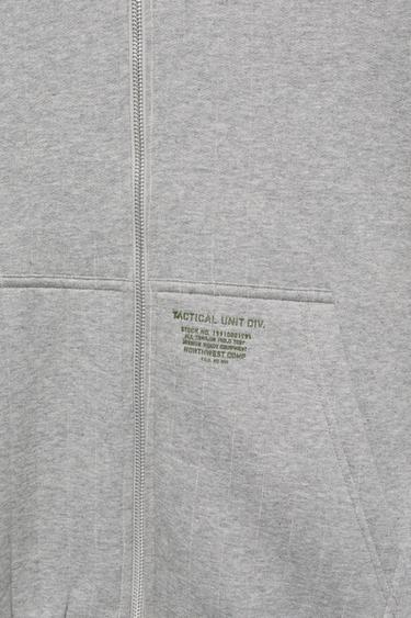 Boxy hoodie with zip — Grey 8