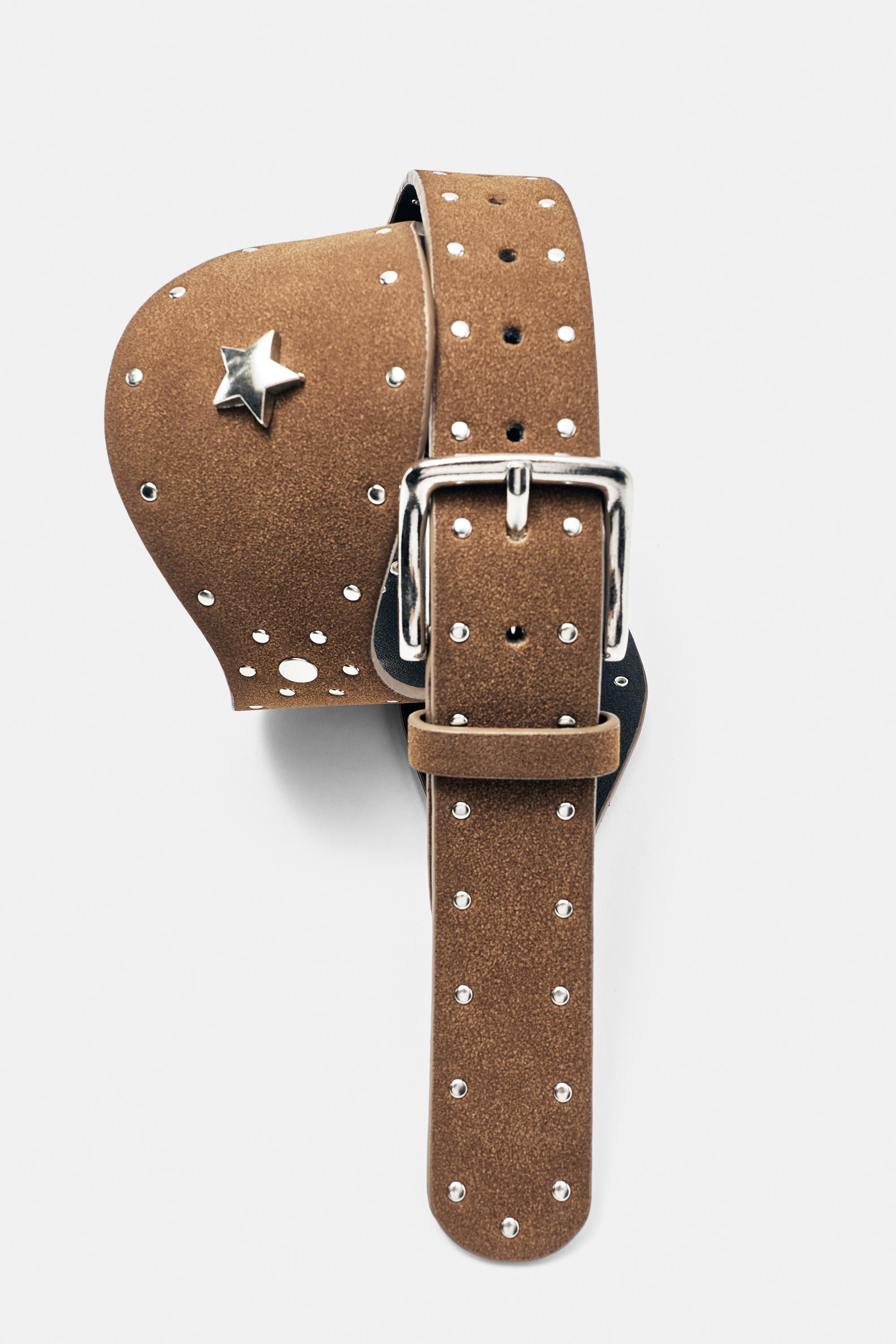 Wide wave and star belt — Brown