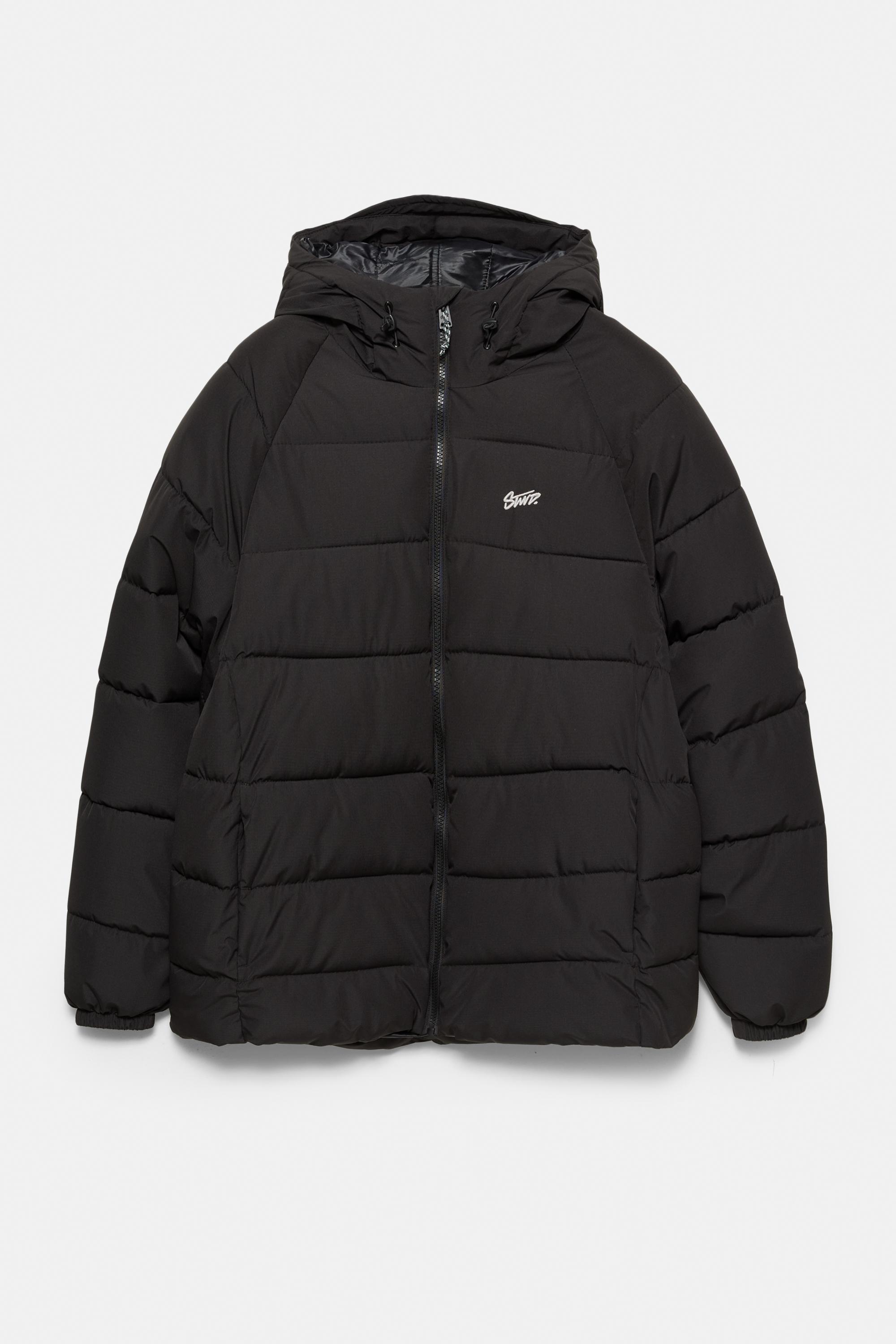 STWD hooded puffer jacket — Black