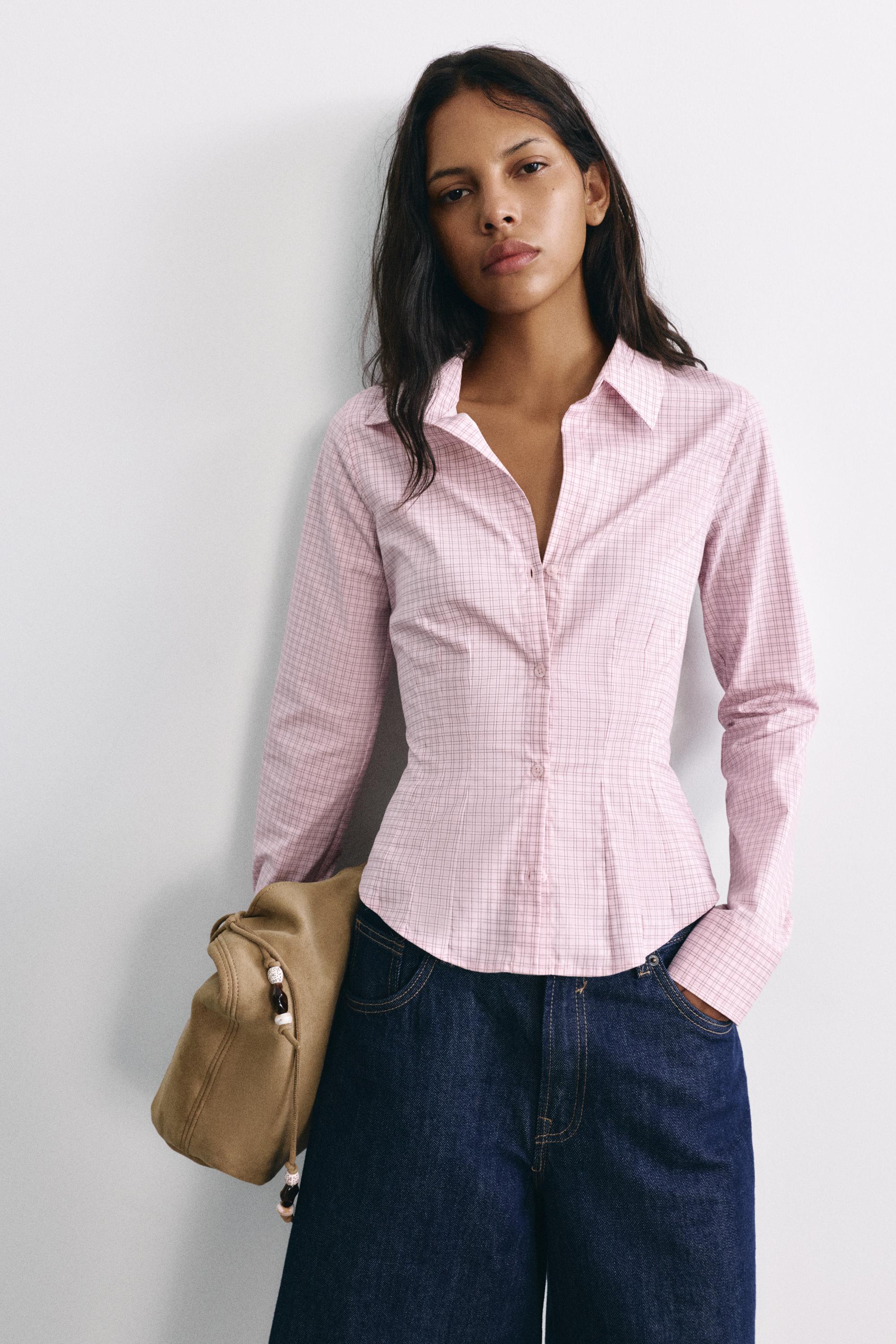 Fitted wide-cuff shirt — Pink
