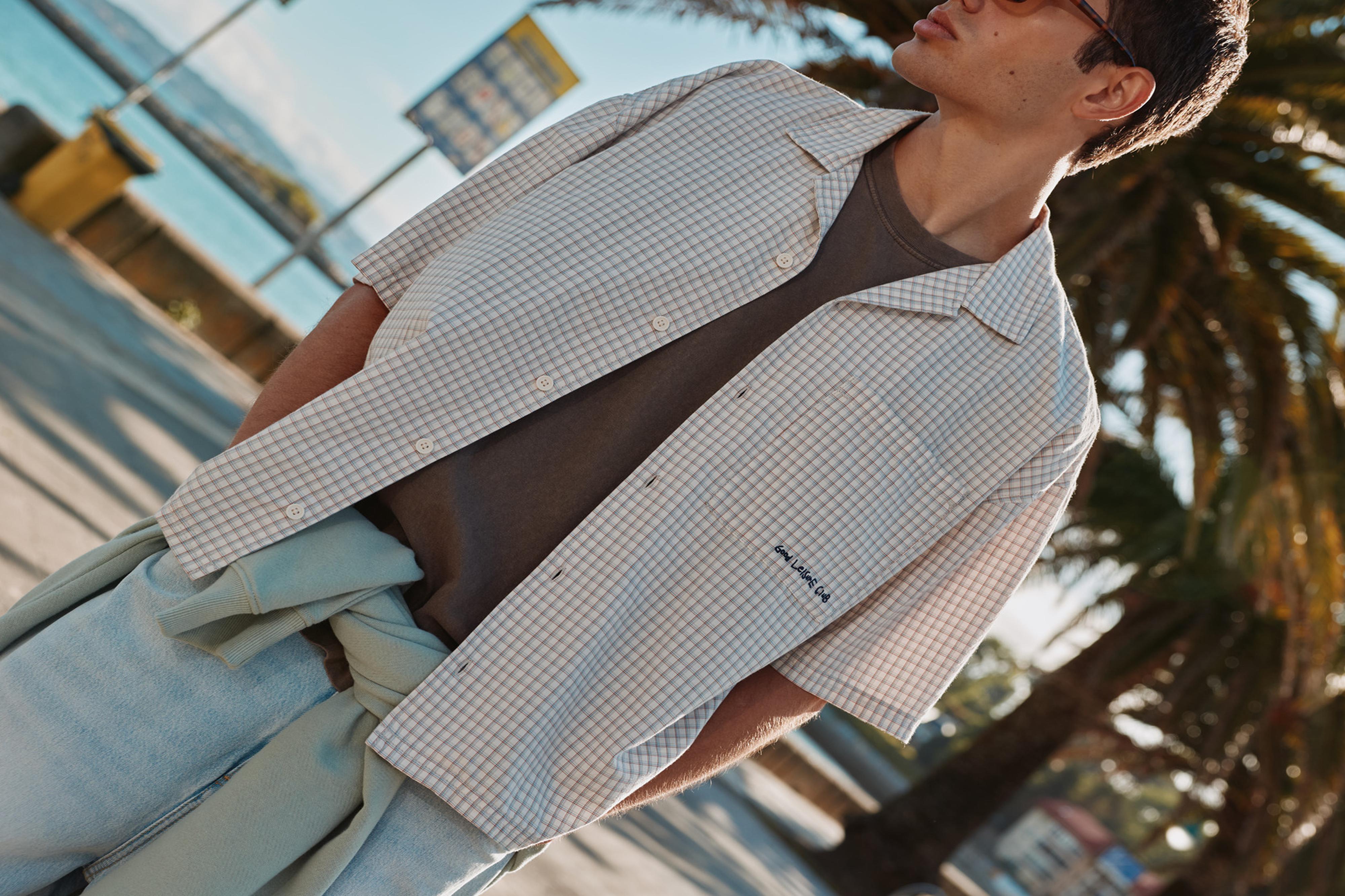 Short sleeve check shirt — Grey marl