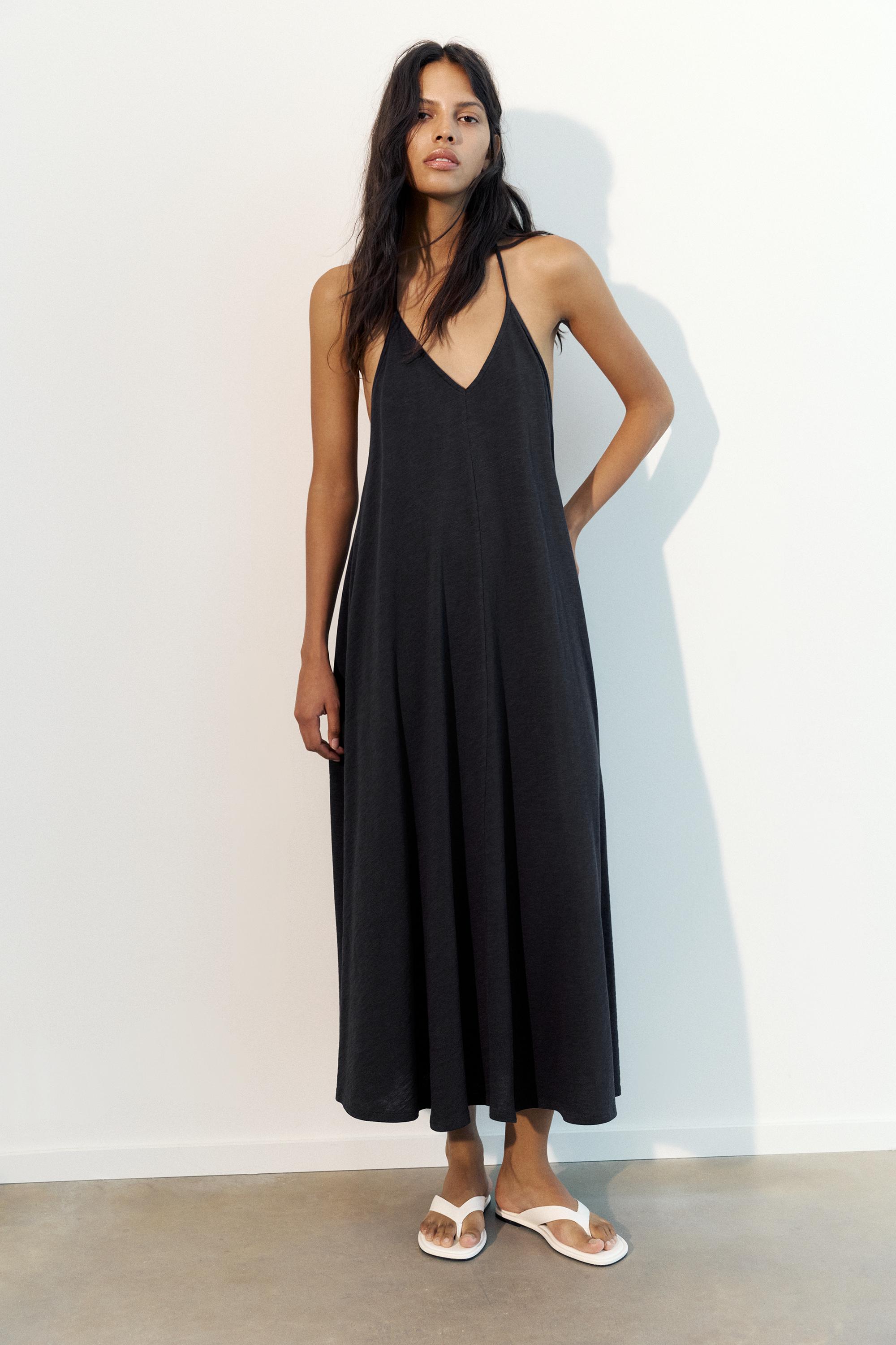 Strappy back midi dress — Anthracite grey
