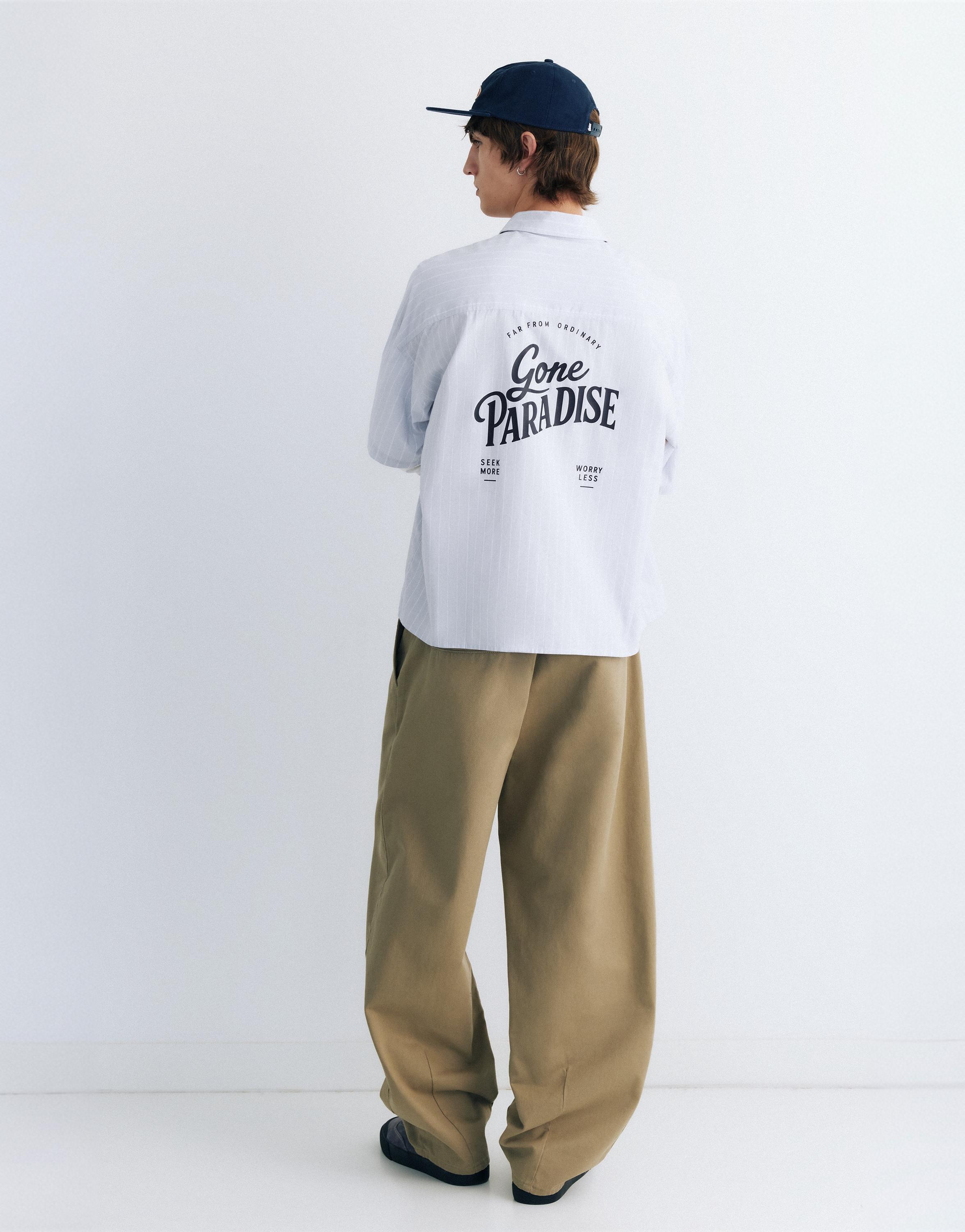 Double sleeve graphic shirt — Pale blue