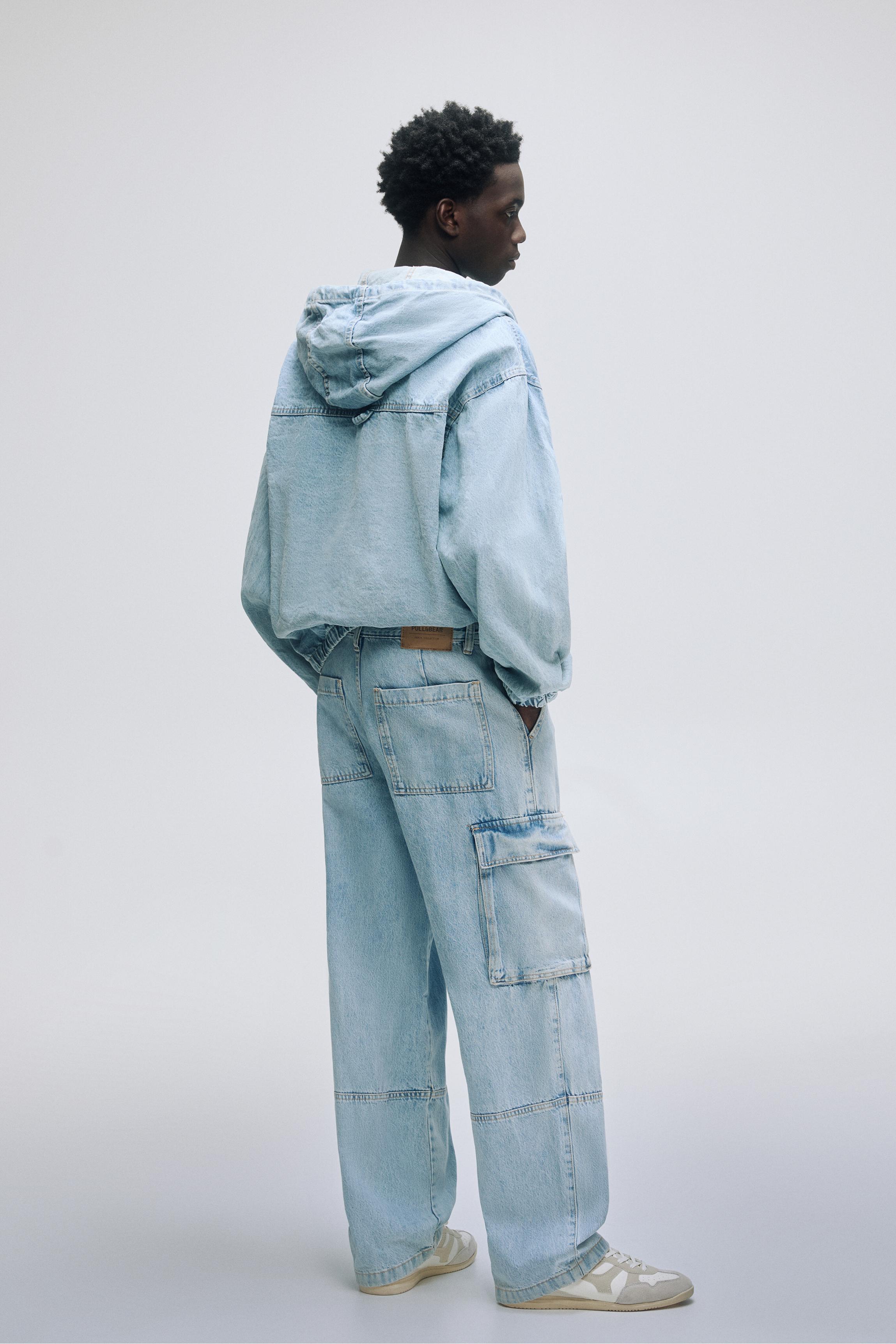 Baggy cargo jeans — Medium blue