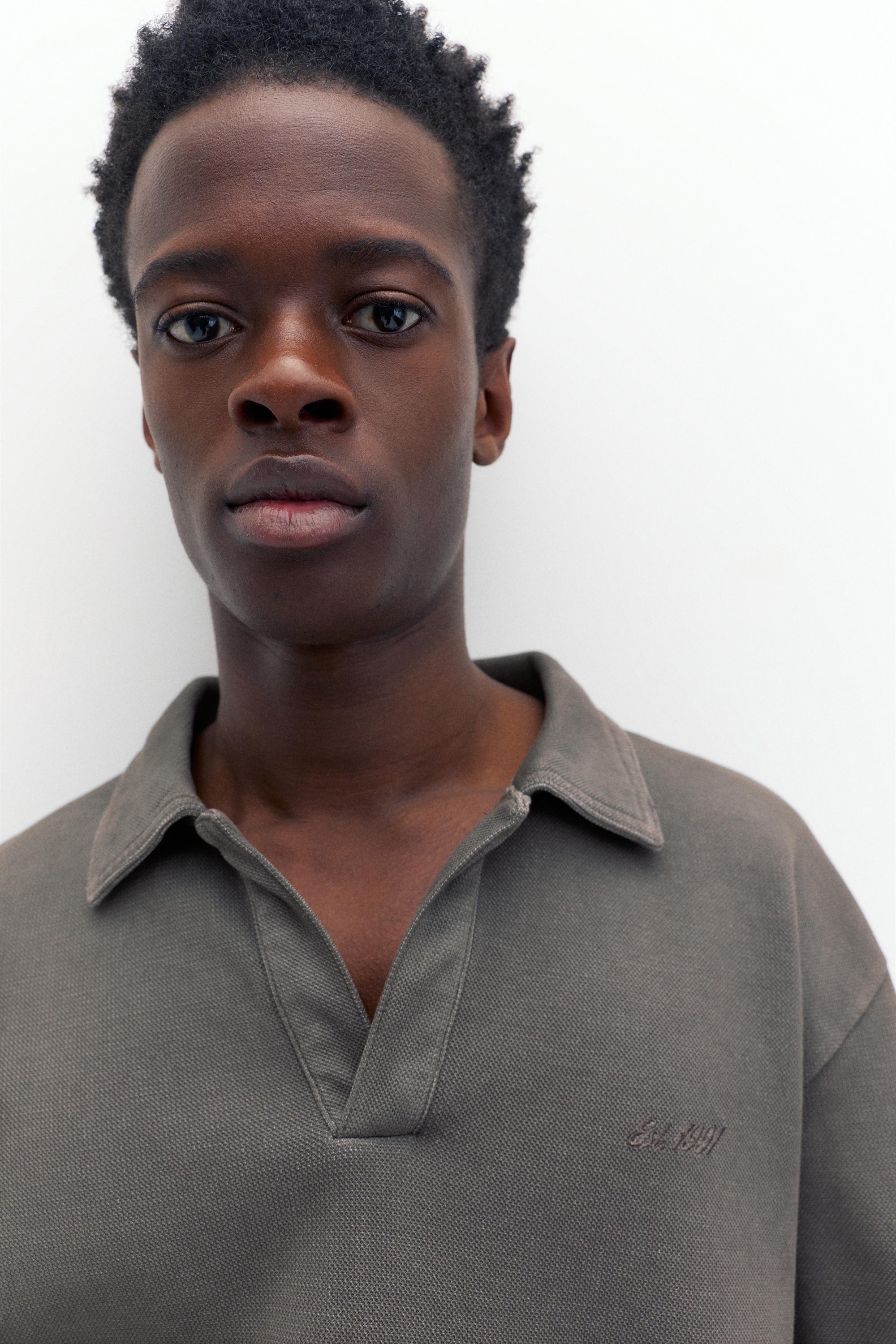 Short sleeve piqué polo shirt — Anthracite grey
