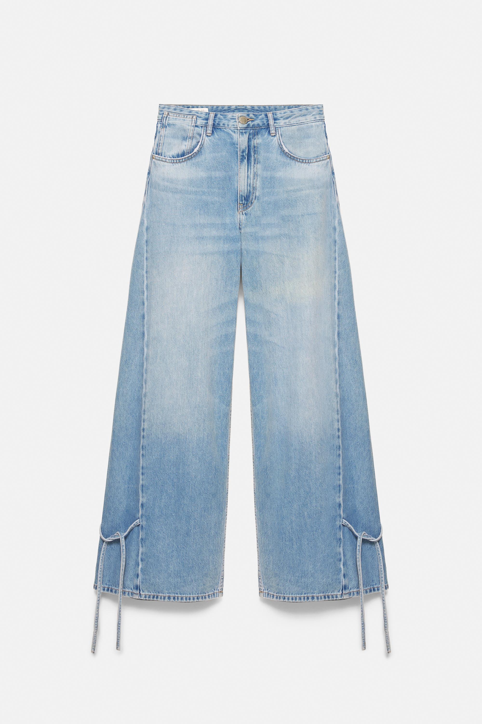 Wide-leg jeans with bows — Pale blue