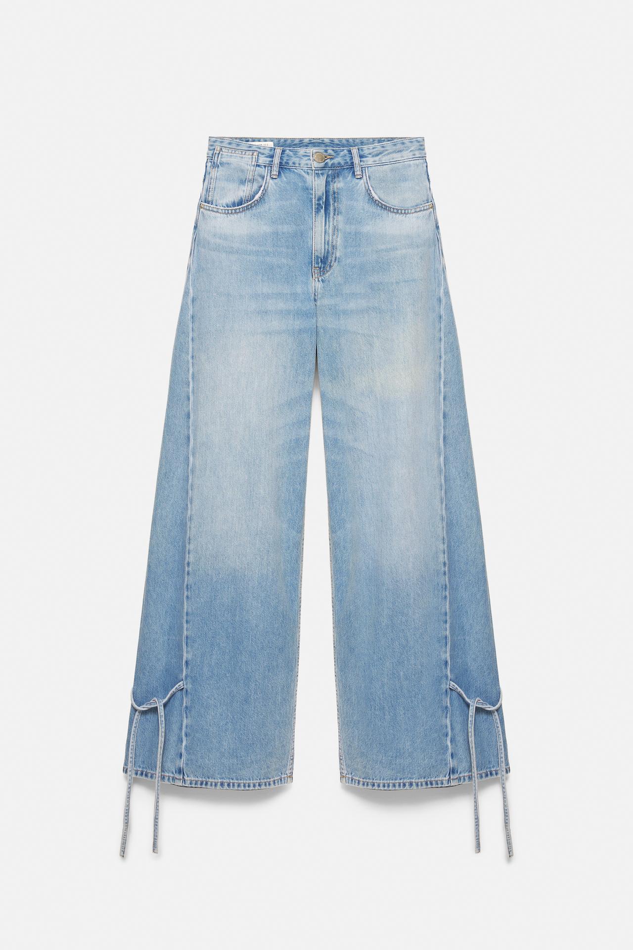 Wide-leg jeans with bows — Pale blue