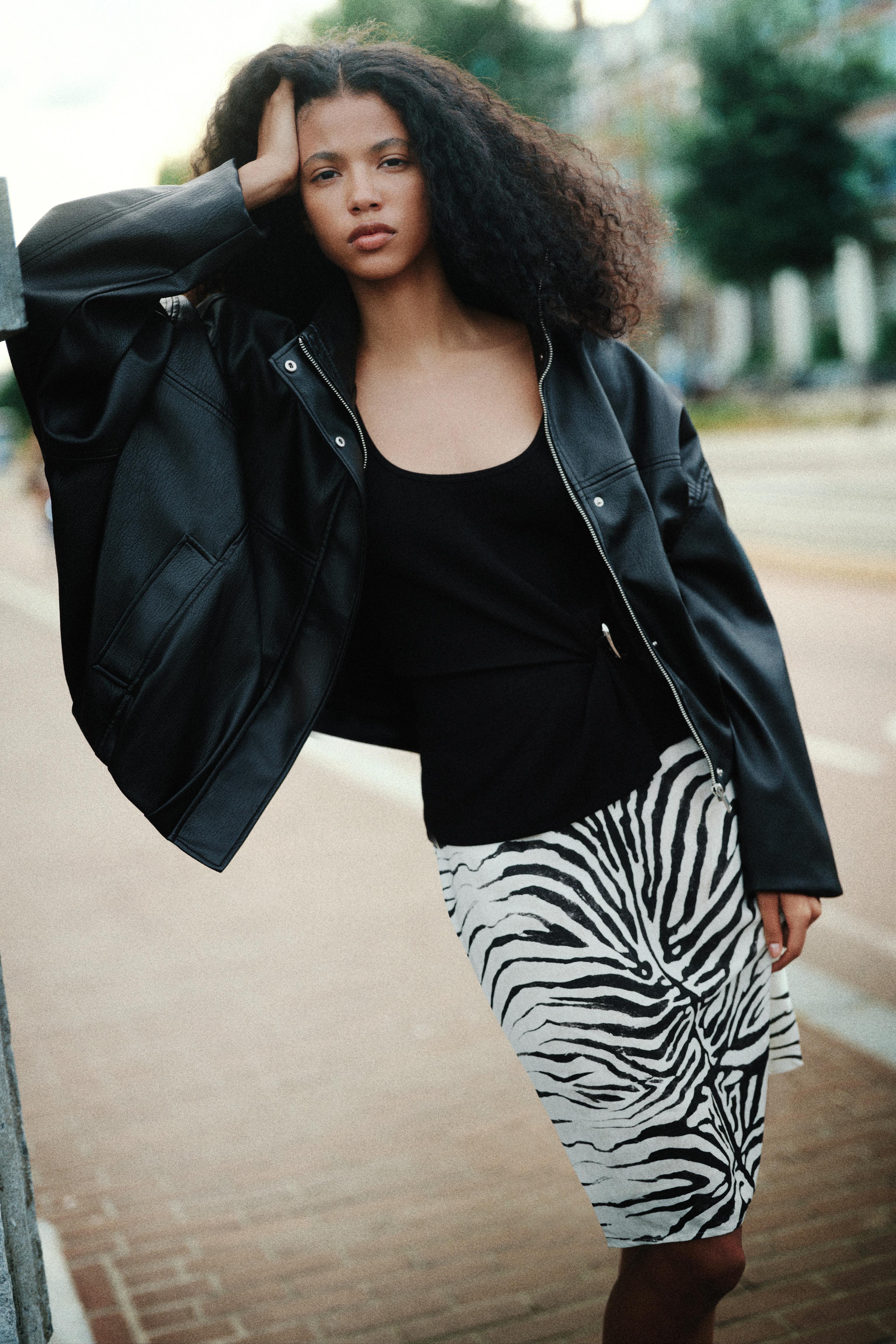 Zebra print midi skirt — Ice