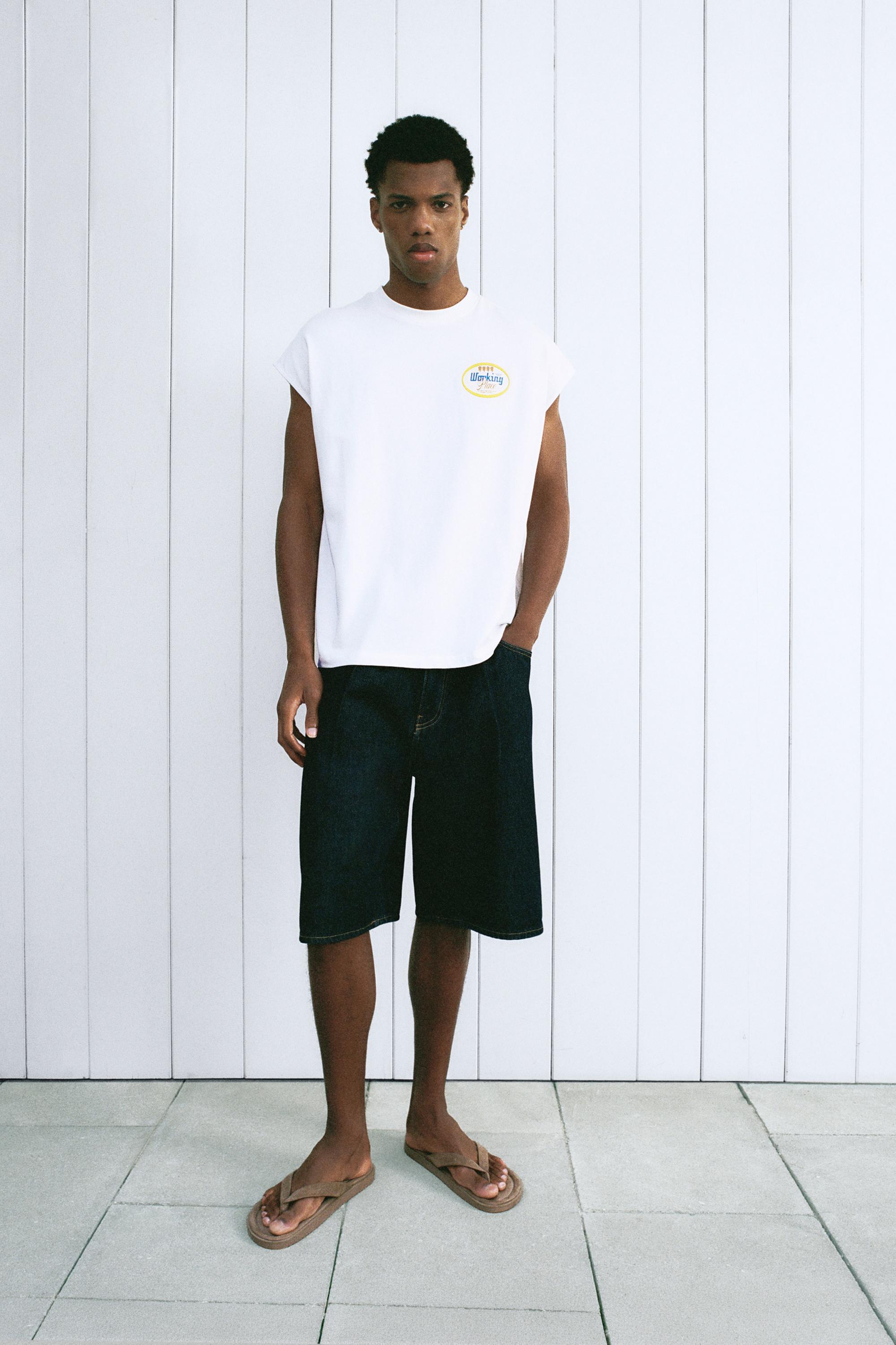Boxy graphic vest top — White