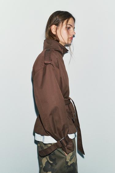 Short belted trench coat — Brown 3