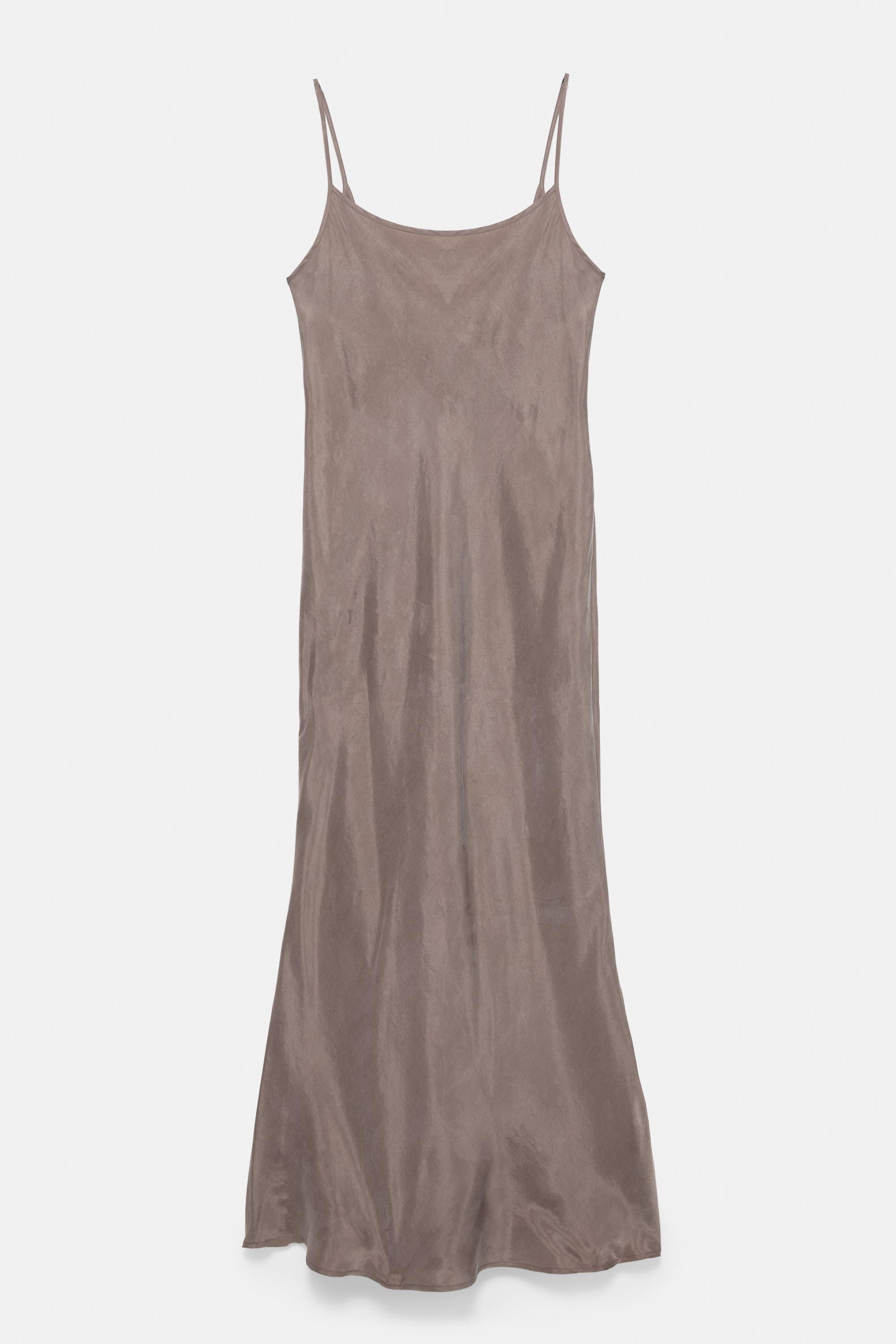 Satin midi dress — Mole brown