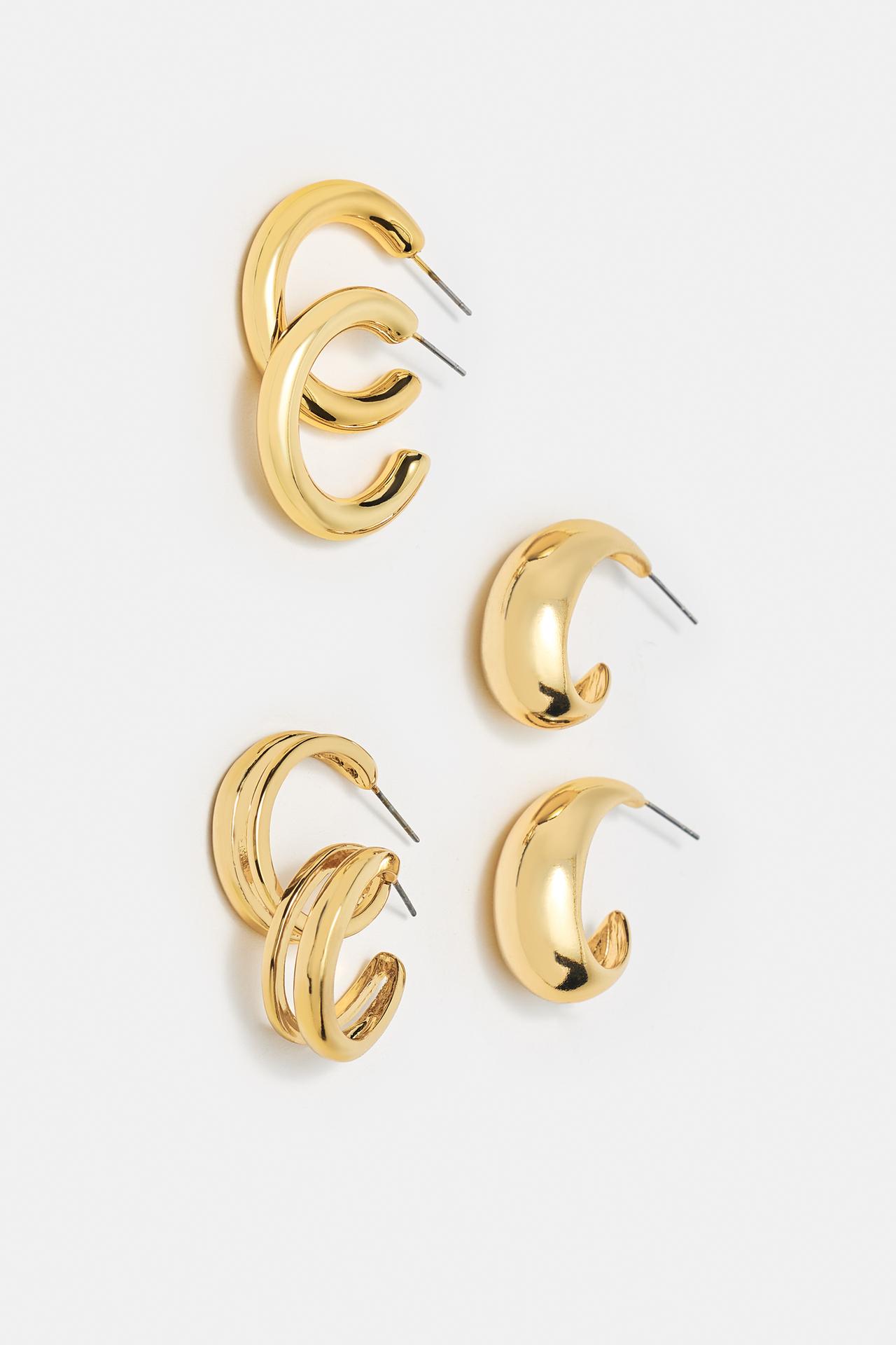Pack of 6 basic hoops — Gold