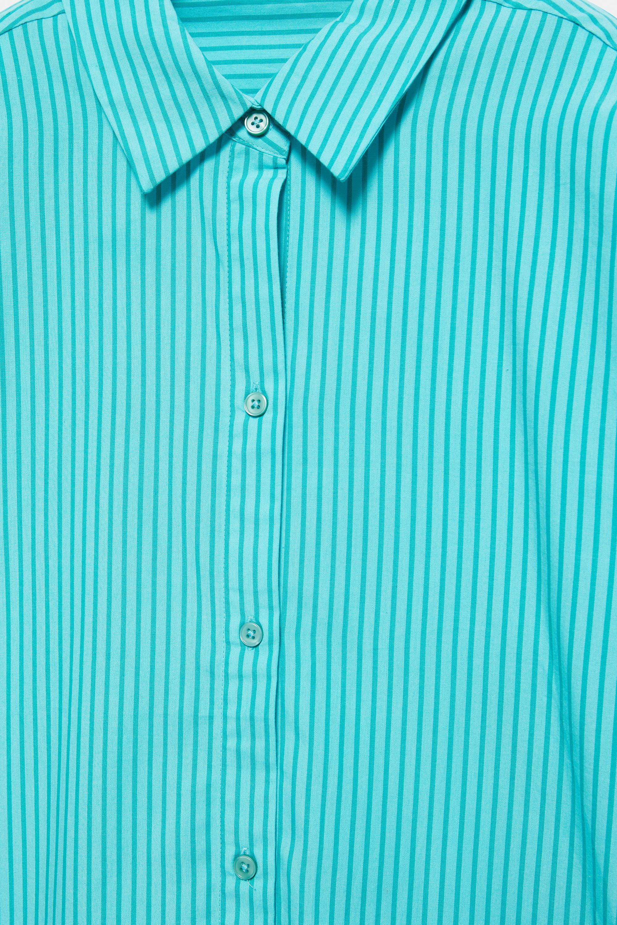 Oversize striped shirt — Turquoise