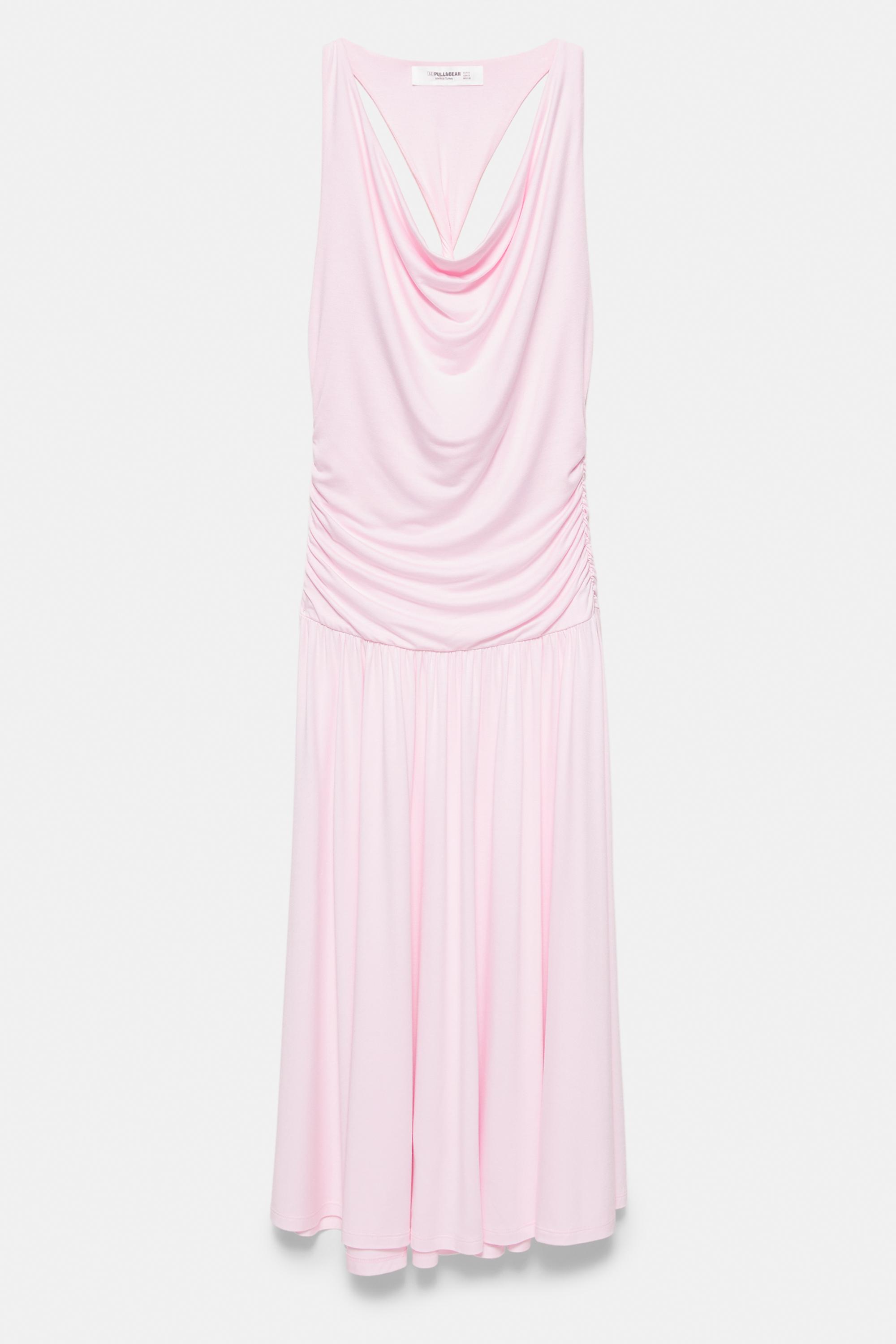 Pink open back knot midi dress — Pink